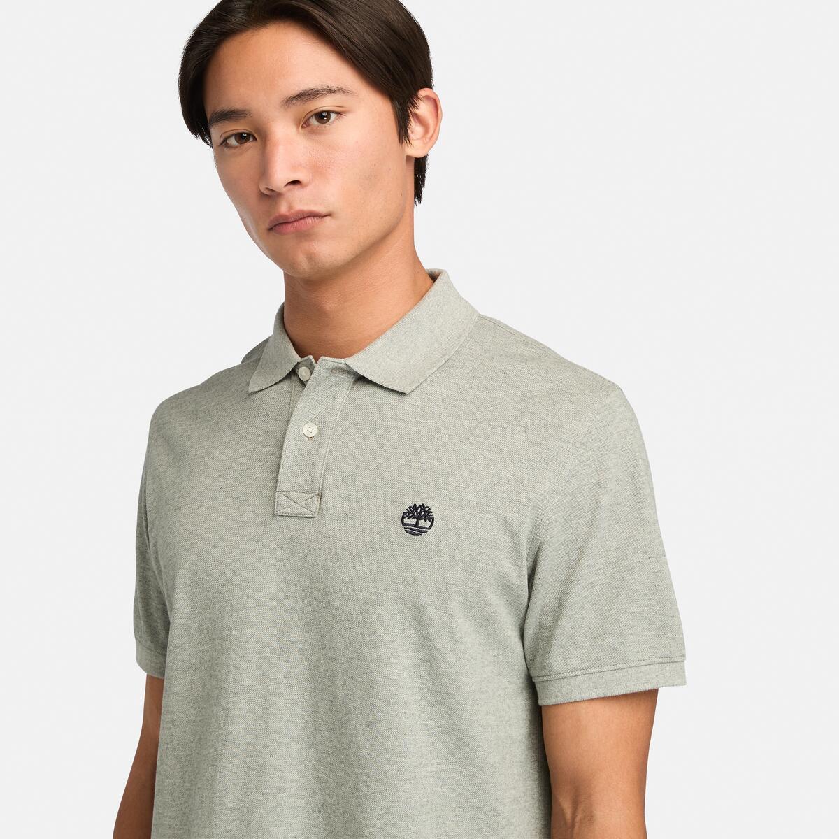 TIMBERLAND Men's Millers River Pique Polo Medium Grey Heather - Image 3