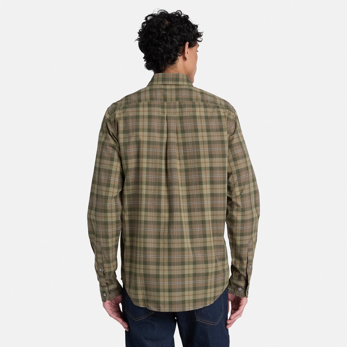 TIMBERLAND Men's Poplin Check Shirt Deep Lichen Green - Image 3