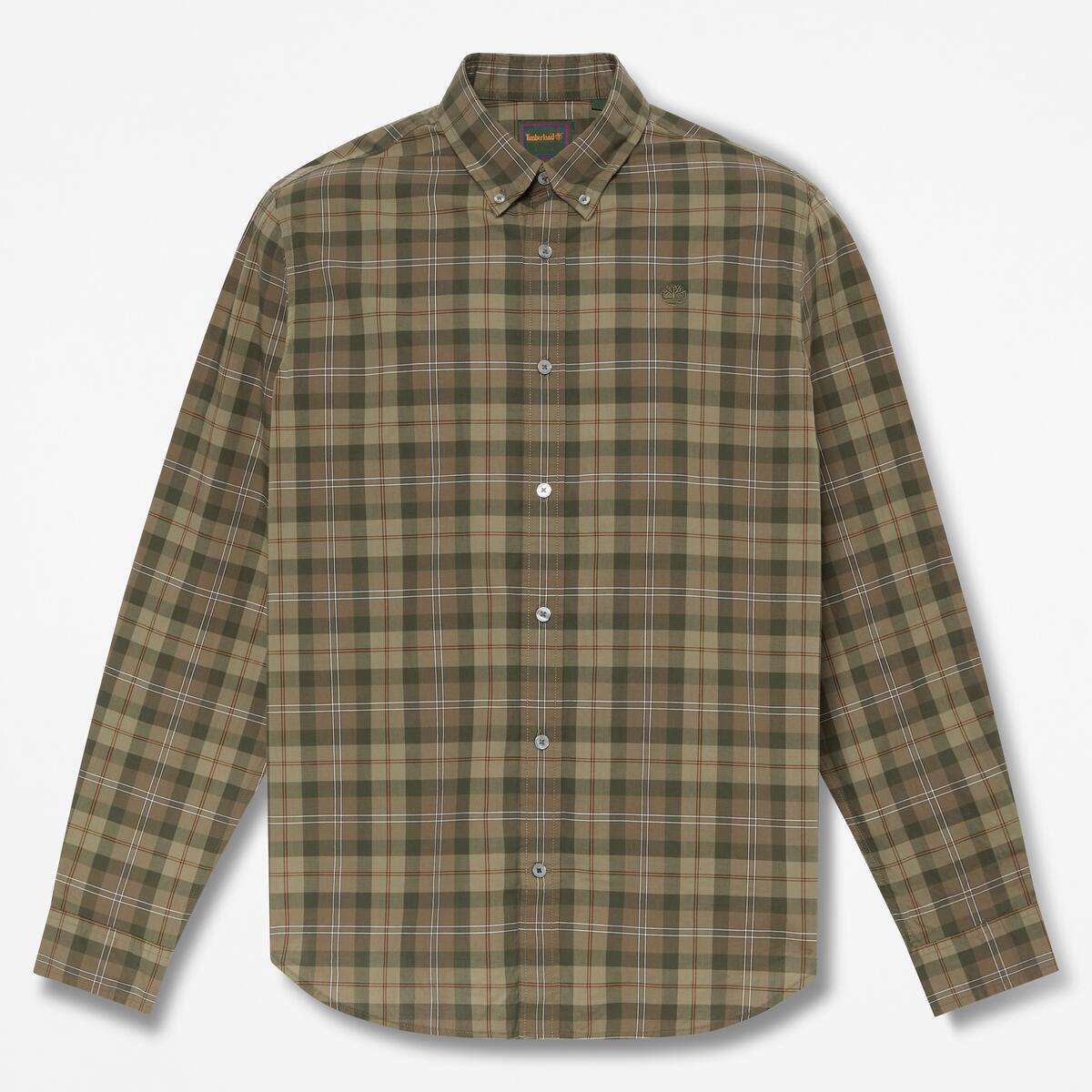 TIMBERLAND Men's Poplin Check Shirt Deep Lichen Green - Image 5