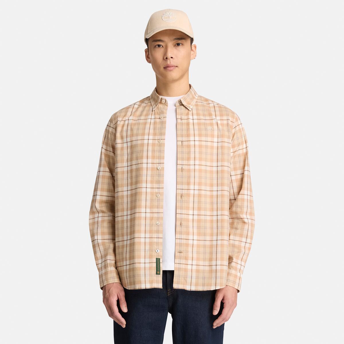 TIMBERLAND Men's Poplin Check Shirt Tannin - Image 1