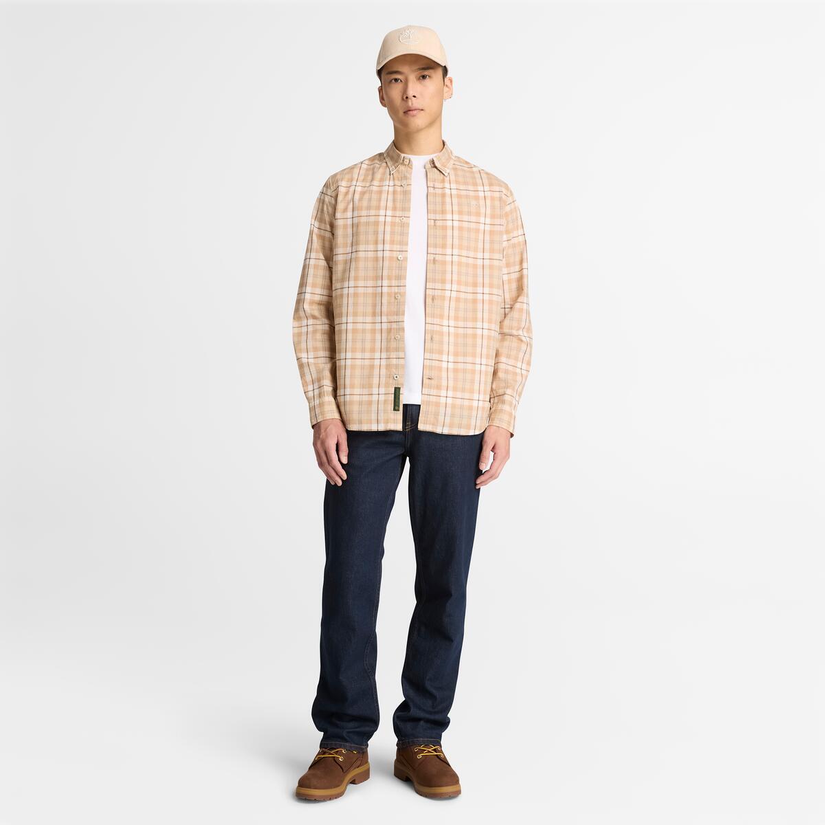 TIMBERLAND Men's Poplin Check Shirt Tannin - Image 2