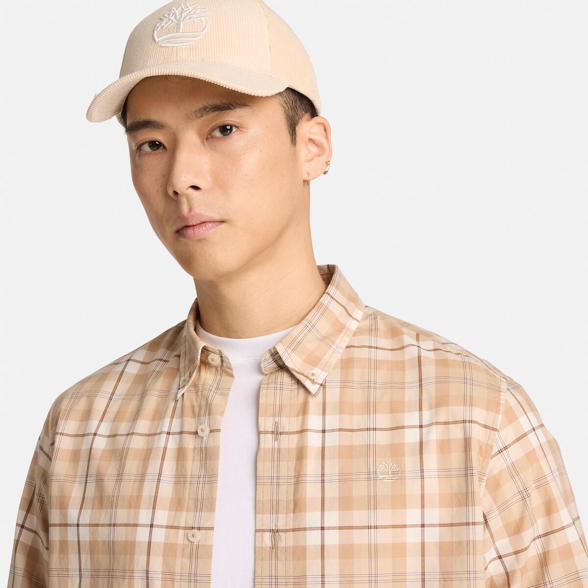 TIMBERLAND Men's Poplin Check Shirt Tannin - Image 4