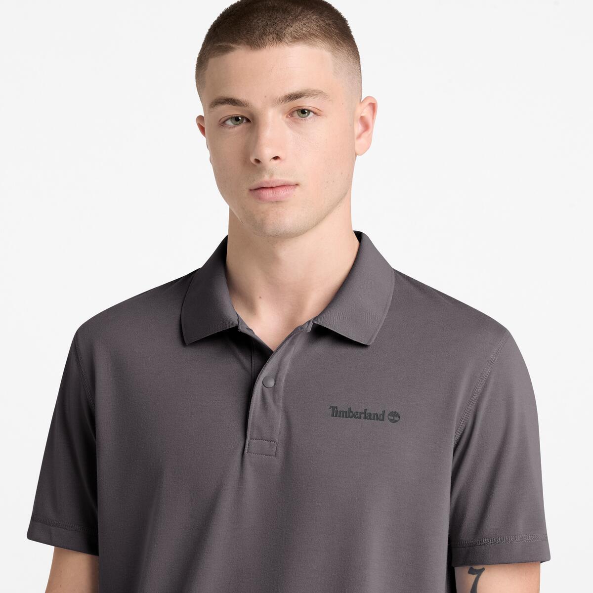 TIMBERLAND Men's Quick-Dry Polo Blackened Pearl - Image 3