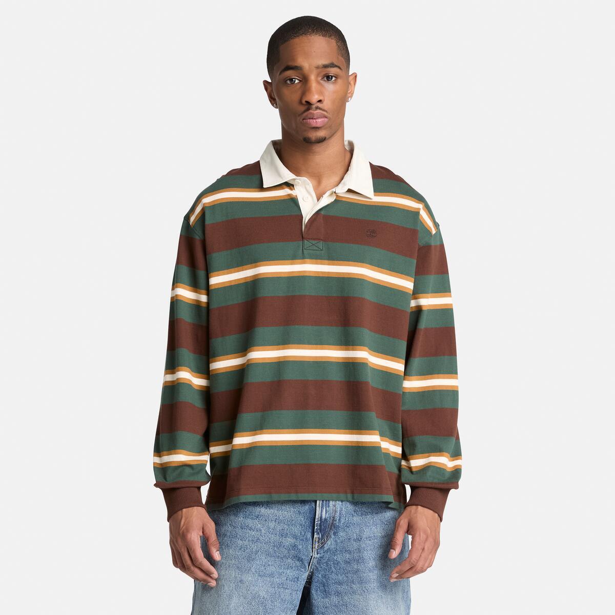 TIMBERLAND Men's Rugby Long Sleeve Polo Chicory Coffee YD - Image 1
