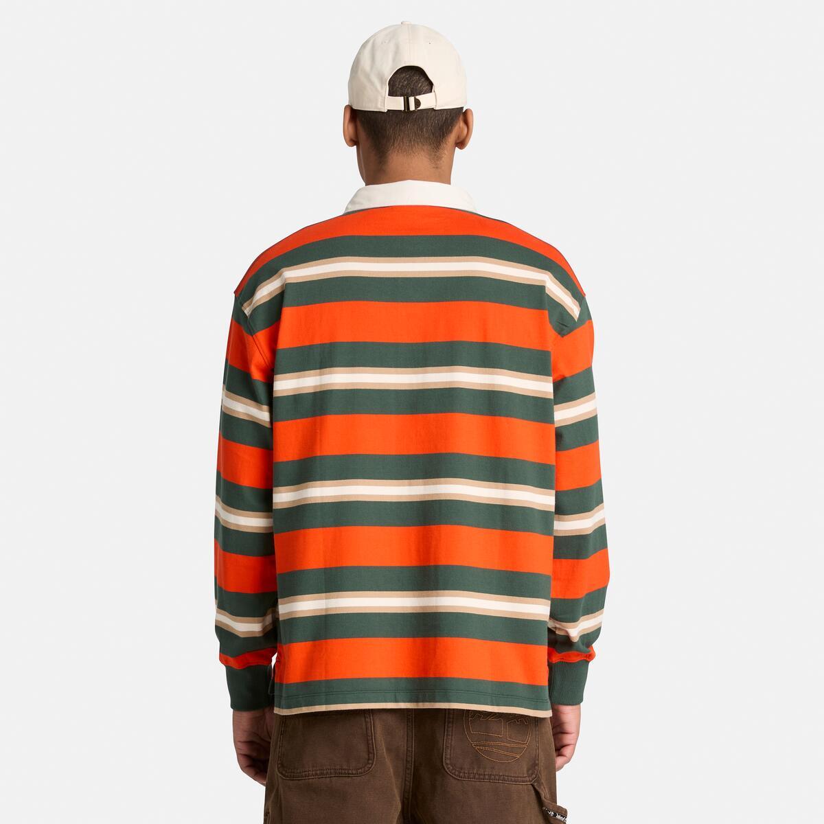 TIMBERLAND Men's Rugby Long Sleeve Polo Tangerine Tango - Image 3