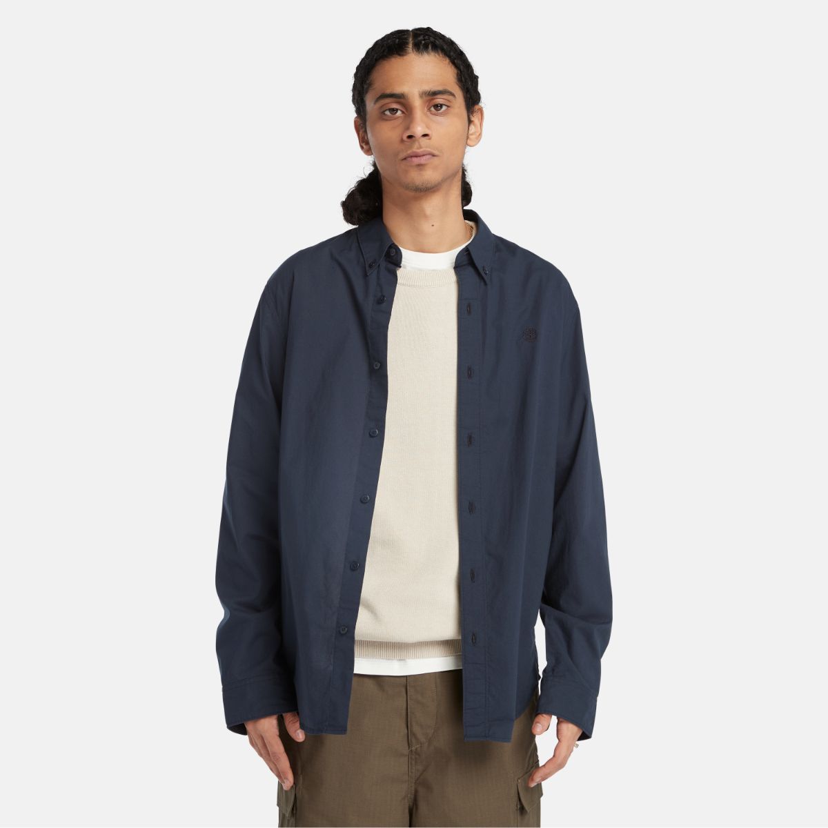 TIMBERLAND Men's Solid Poplin Shirt Dark Sapphire - Image 1