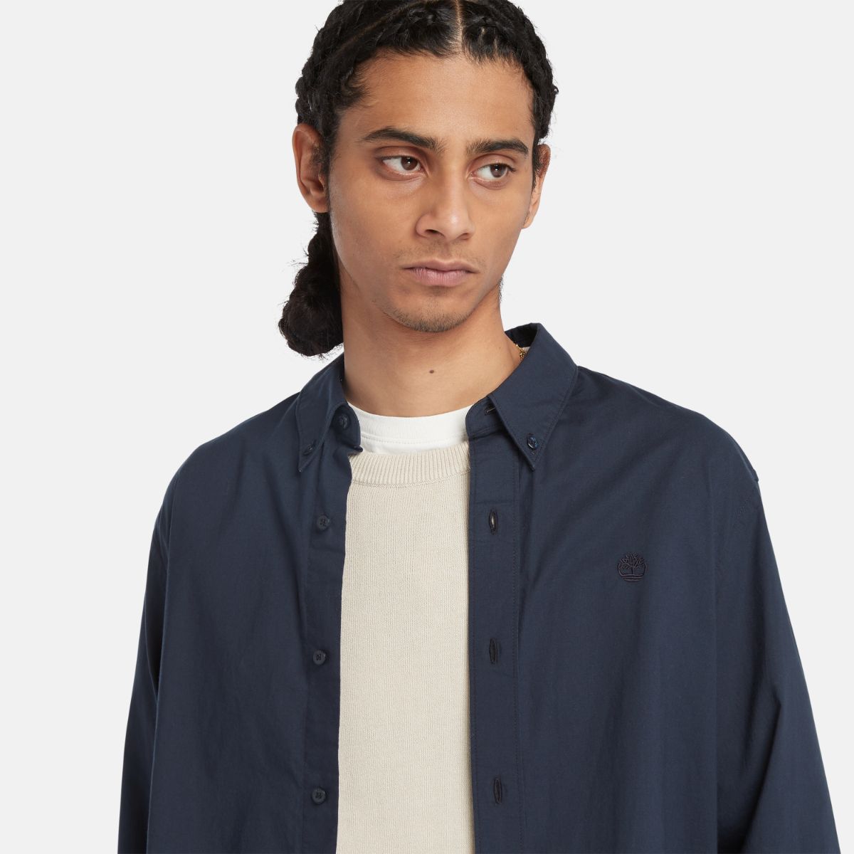 TIMBERLAND Men's Solid Poplin Shirt Dark Sapphire - Image 3