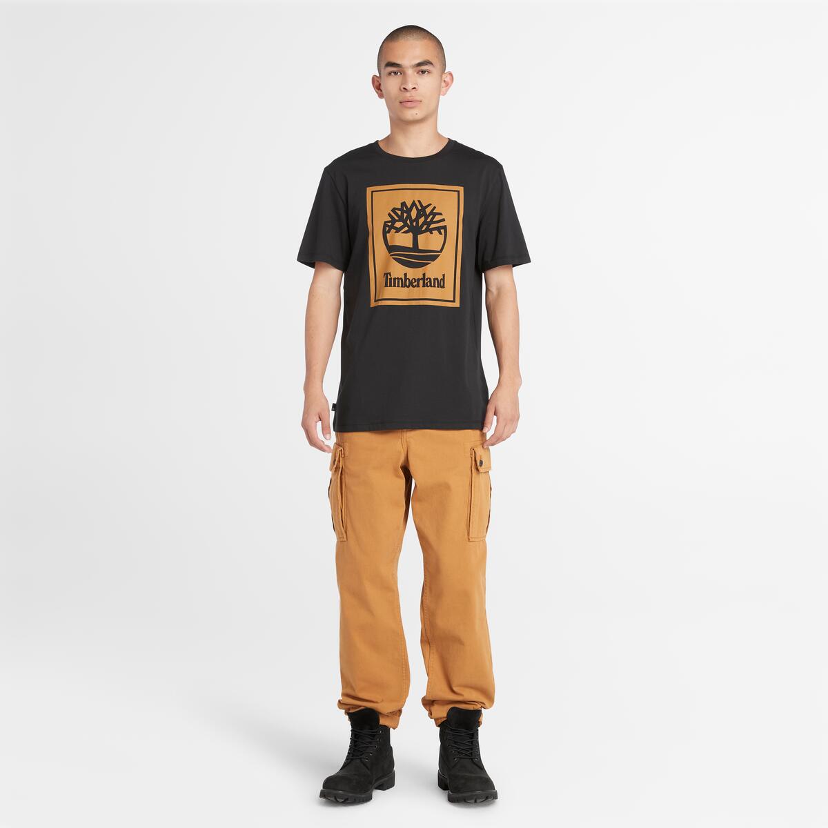 TIMBERLAND Men's Stack Logo Tee Black-Wheat Boot - Image 2