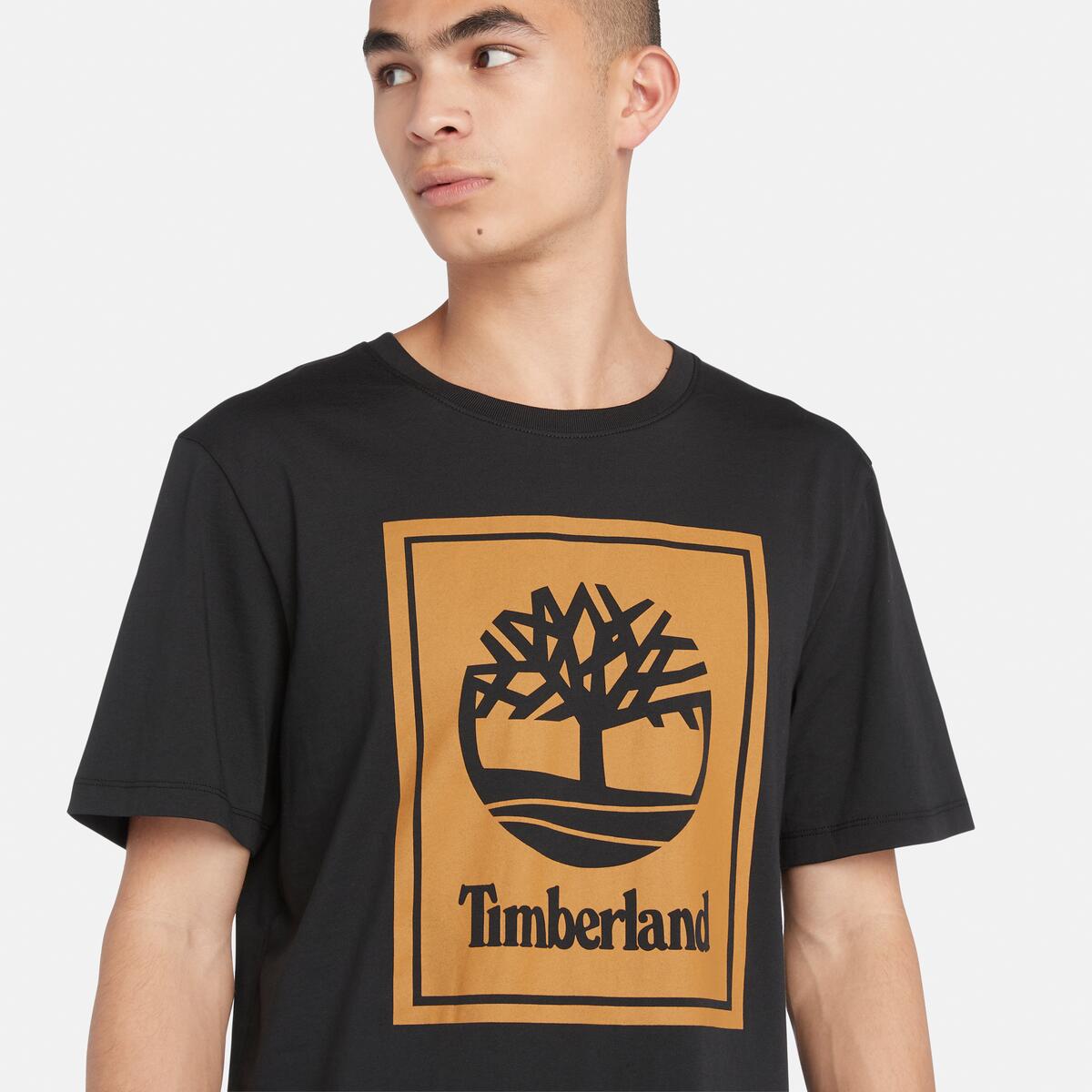 TIMBERLAND Men's Stack Logo Tee Black-Wheat Boot - Image 3