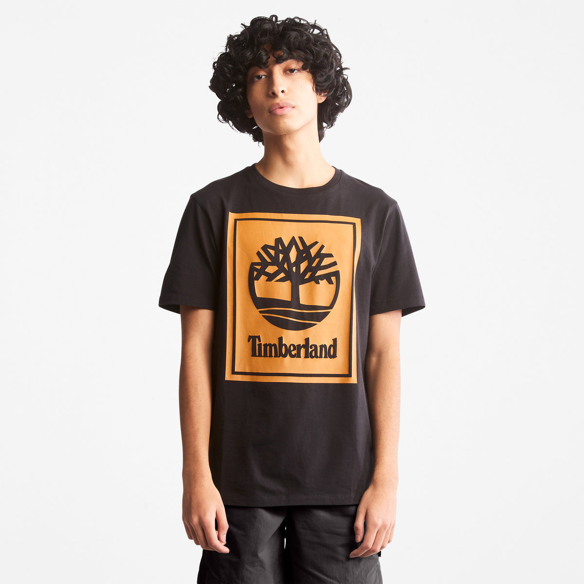 TIMBERLAND Men's Stack Logo Tee Black Wheat Boot - Image 9