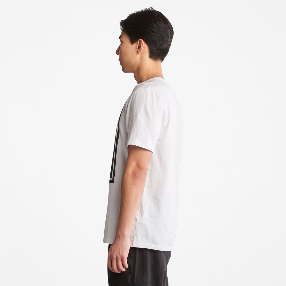 TIMBERLAND Men's Stack Logo Tee White-Black - Image 5