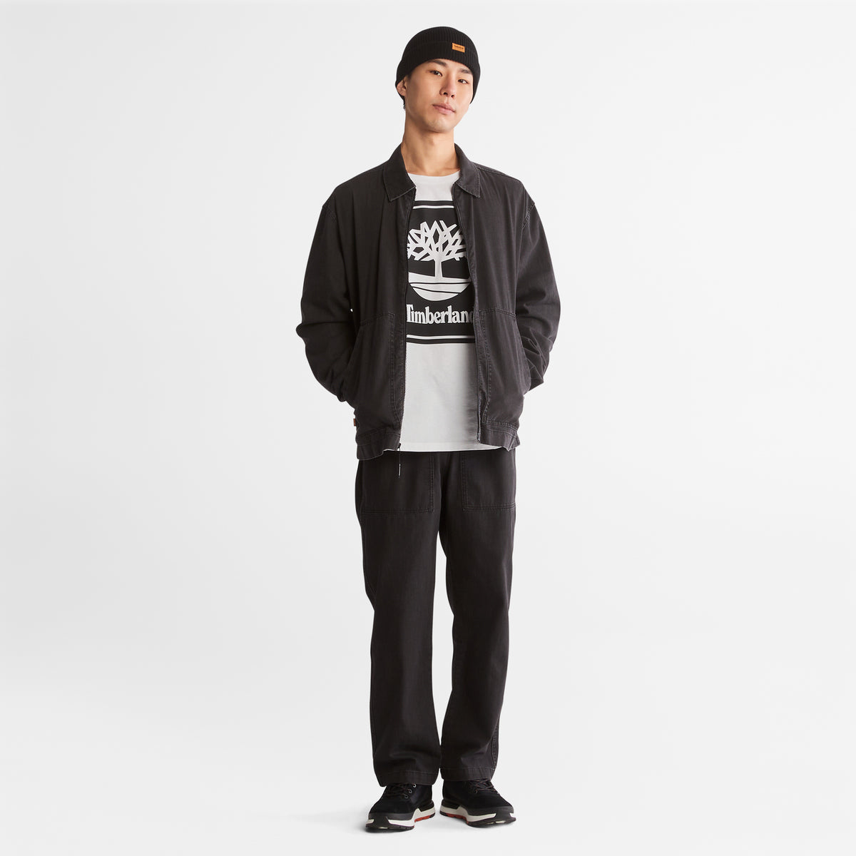 TIMBERLAND Men's Stack Logo Tee White-Black - Image 6