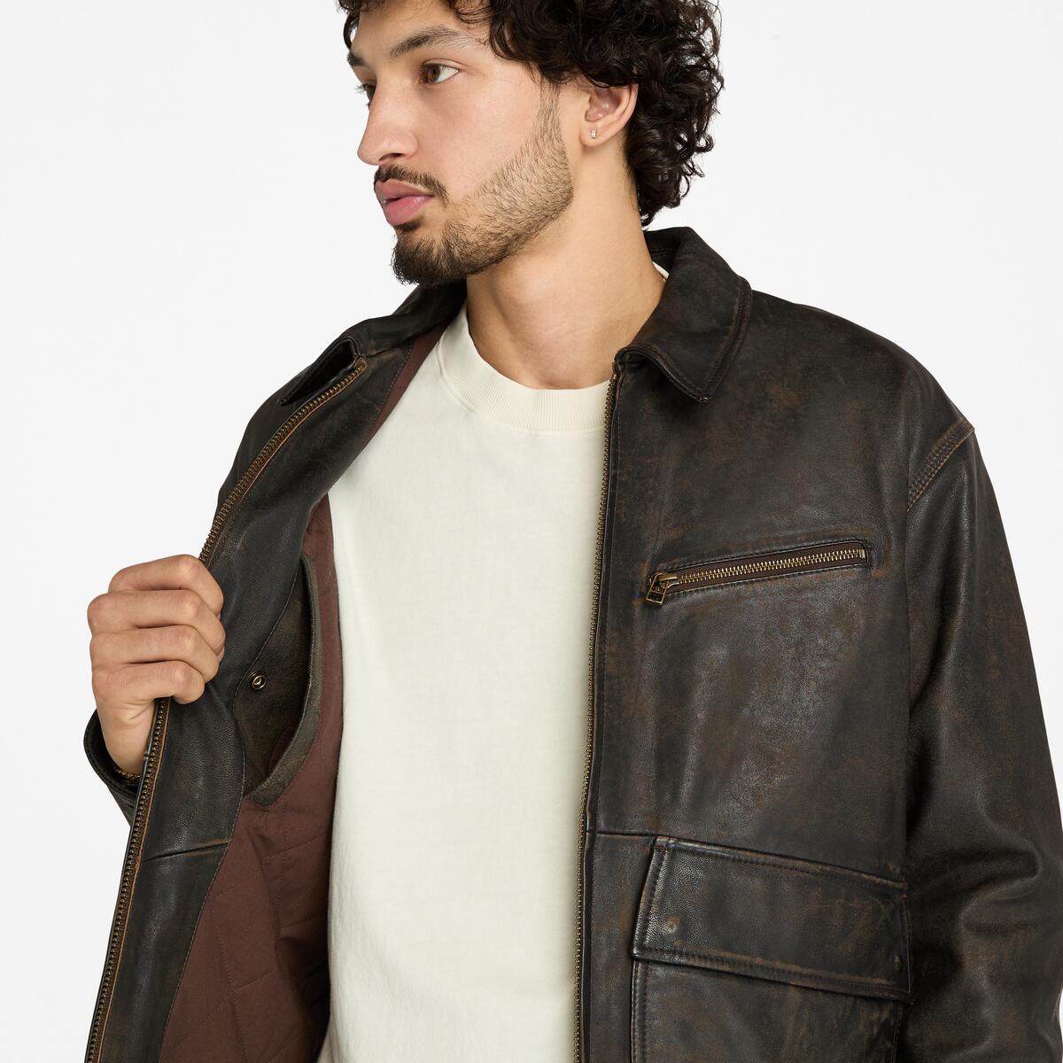 TIMBERLAND Men's Strafford Leather Jacket Pavement - Image 3