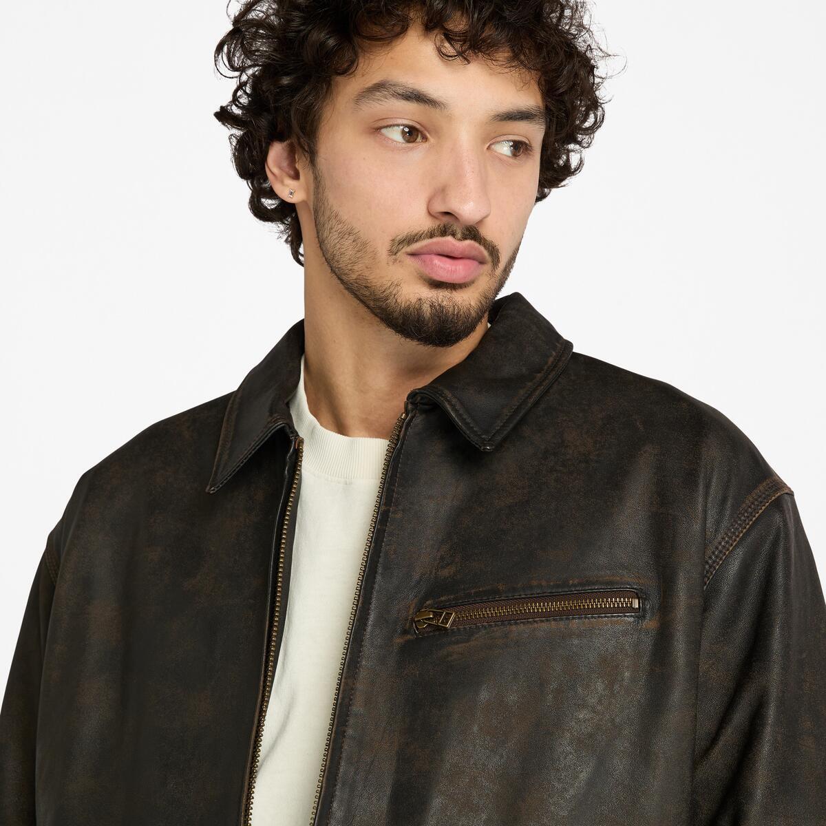 TIMBERLAND Men's Strafford Leather Jacket Pavement - Image 4
