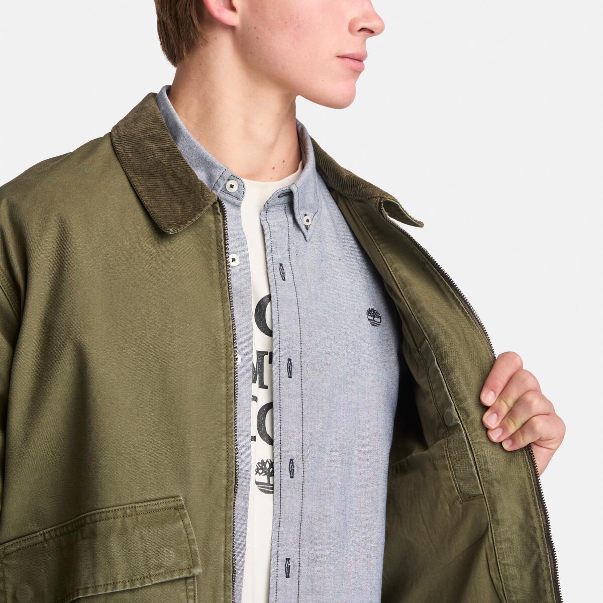 TIMBERLAND Men's Strafford Washed Canvas Jacket Leaf Green - Image 3