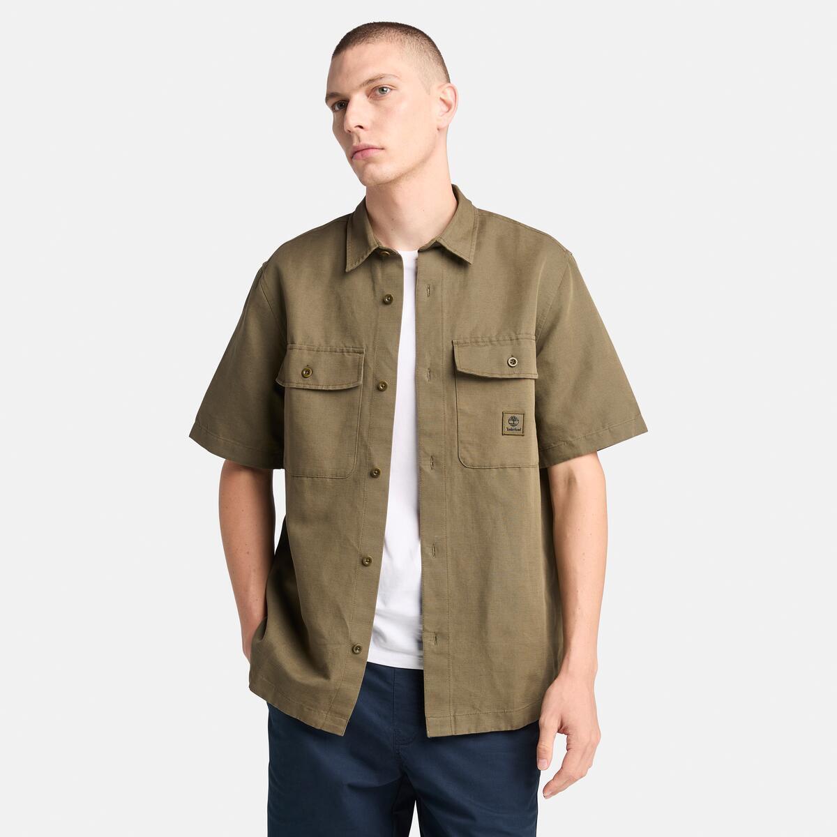 TIMBERLAND Men's Utility Overshirt Leaf Green - Image 1