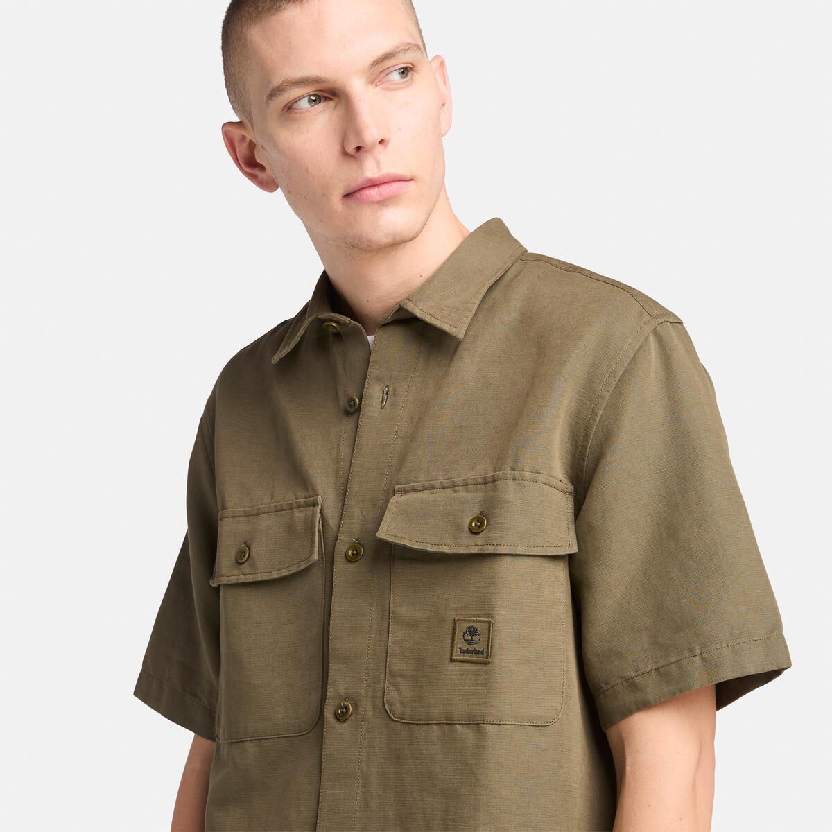 TIMBERLAND Men's Utility Overshirt Leaf Green - Image 3