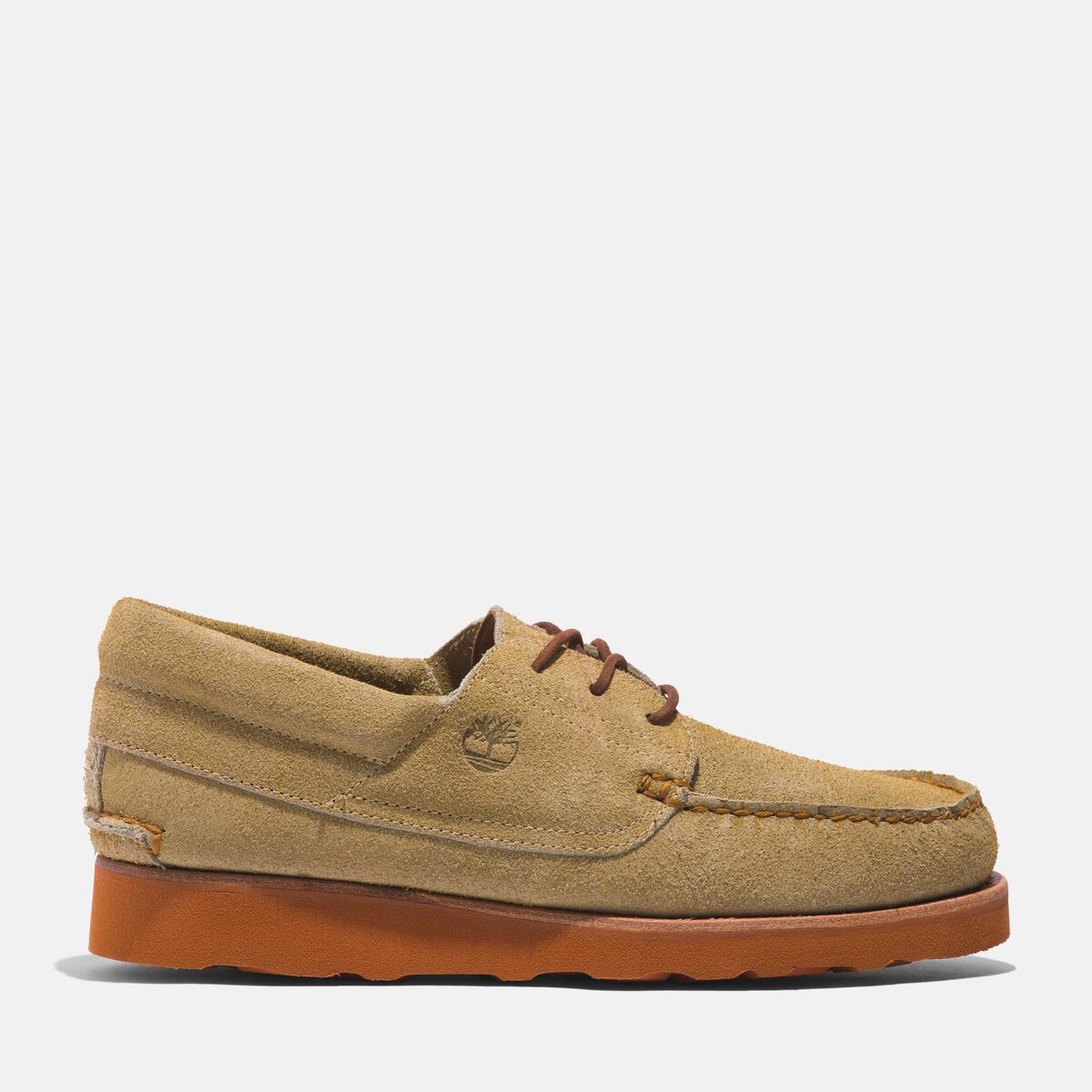 TIMBERLAND Men's Vibram Wedge 3-Eye Boat Shoe Light Beige Suede - Image 1