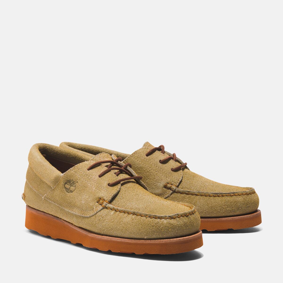 TIMBERLAND Men's Vibram Wedge 3-Eye Boat Shoe Light Beige Suede - Image 2