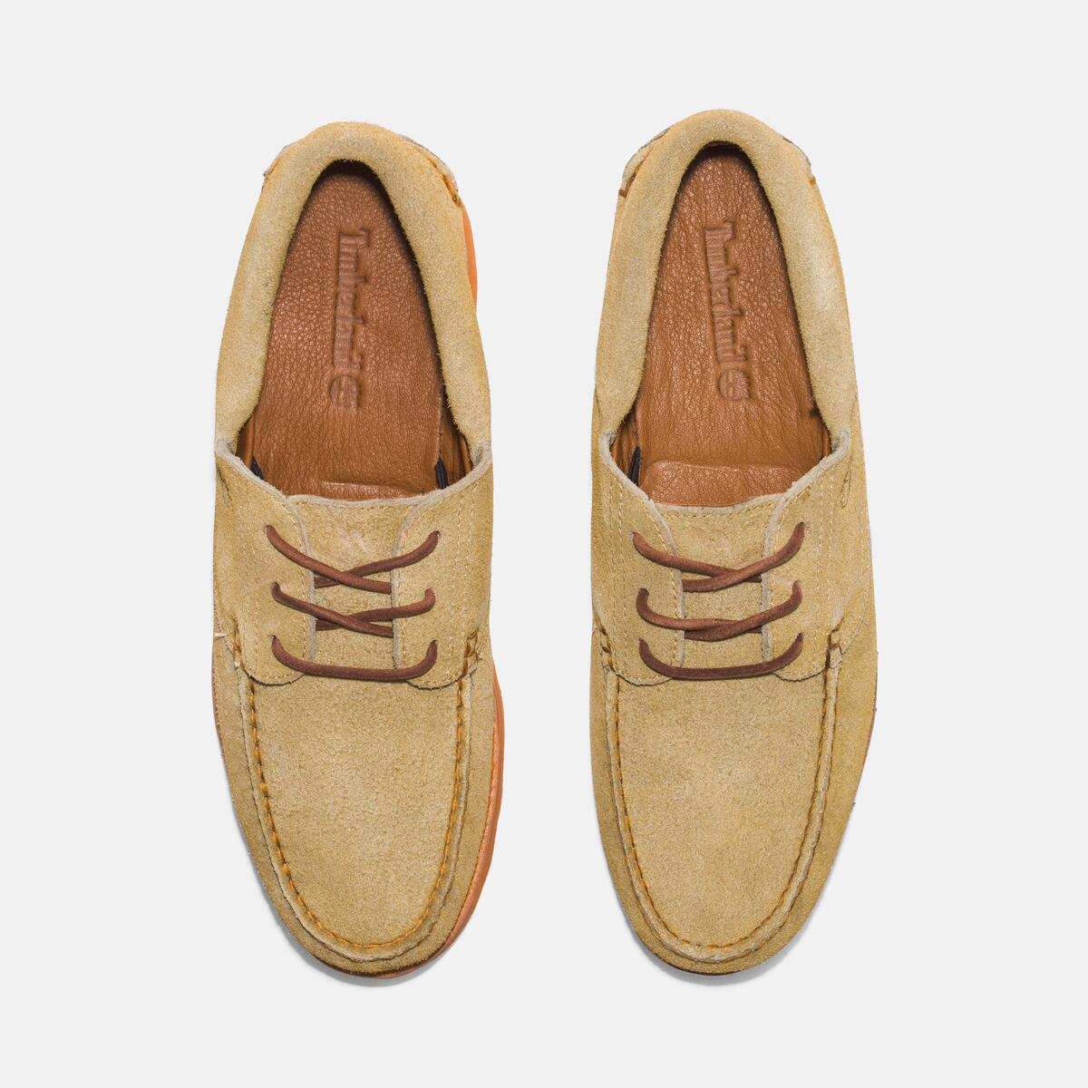 TIMBERLAND Men's Vibram Wedge 3-Eye Boat Shoe Light Beige Suede - Image 5