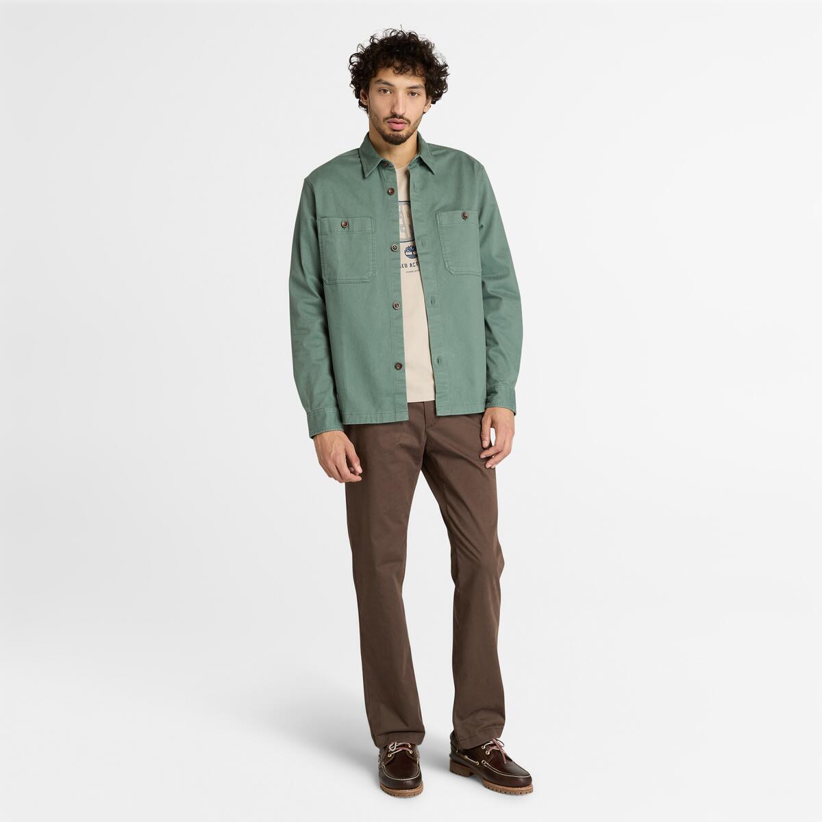TIMBERLAND Men's Washed Utility Overshirt Balsam Green - Image 2