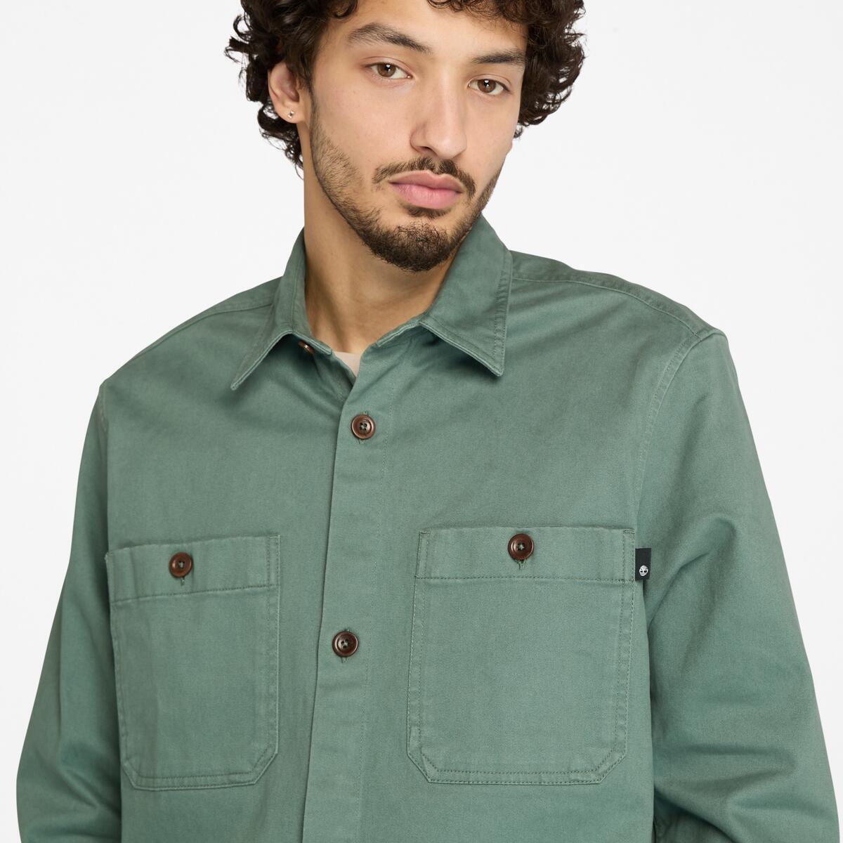 TIMBERLAND Men's Washed Utility Overshirt Balsam Green - Image 3