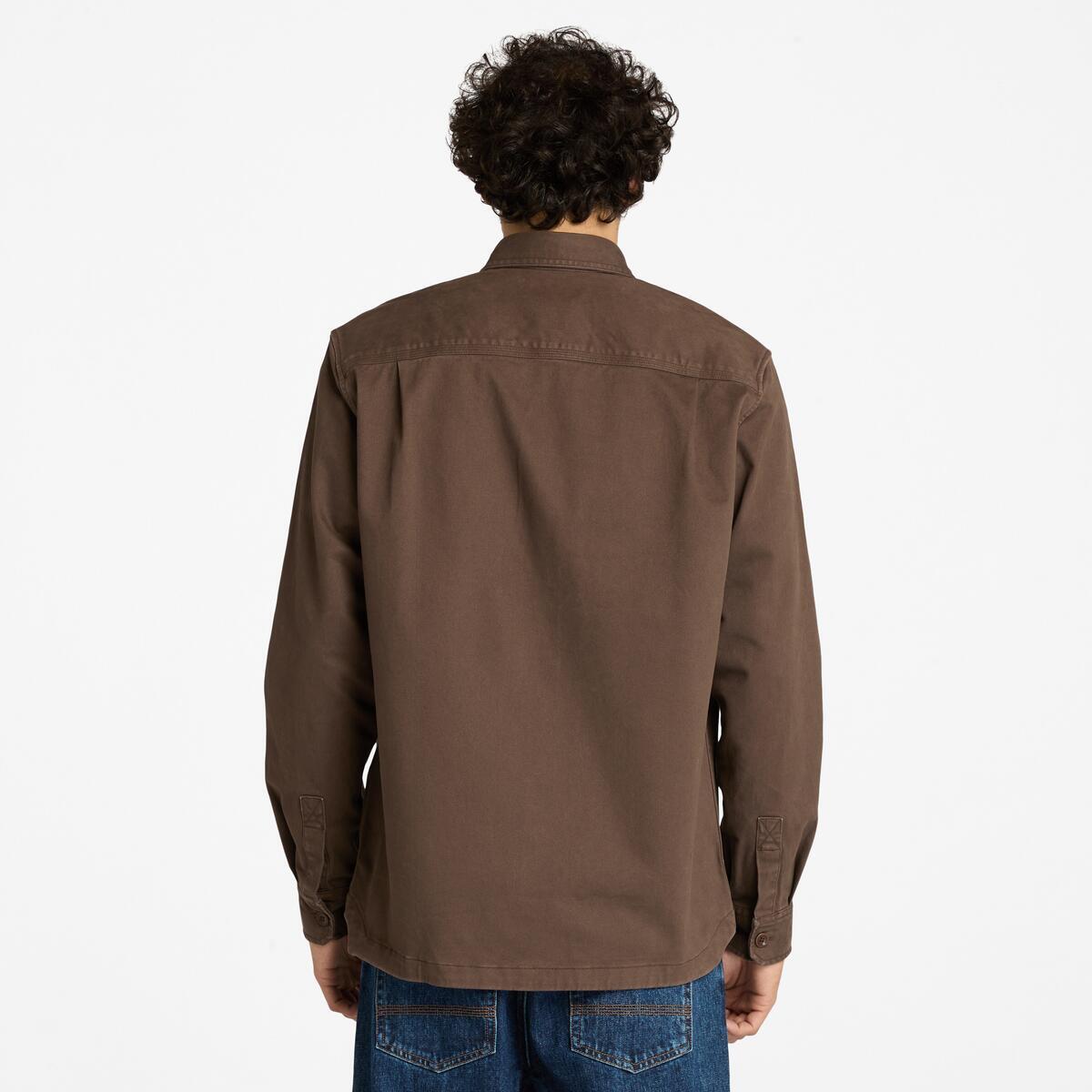 TIMBERLAND Men's Washed Utility Overshirt Chocolate Brown - Image 4