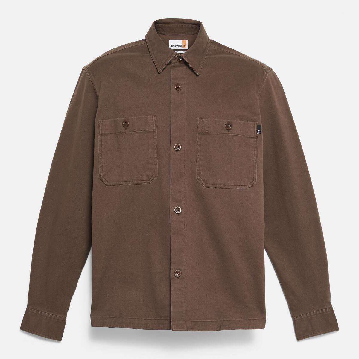 TIMBERLAND Men's Washed Utility Overshirt Chocolate Brown - Image 5