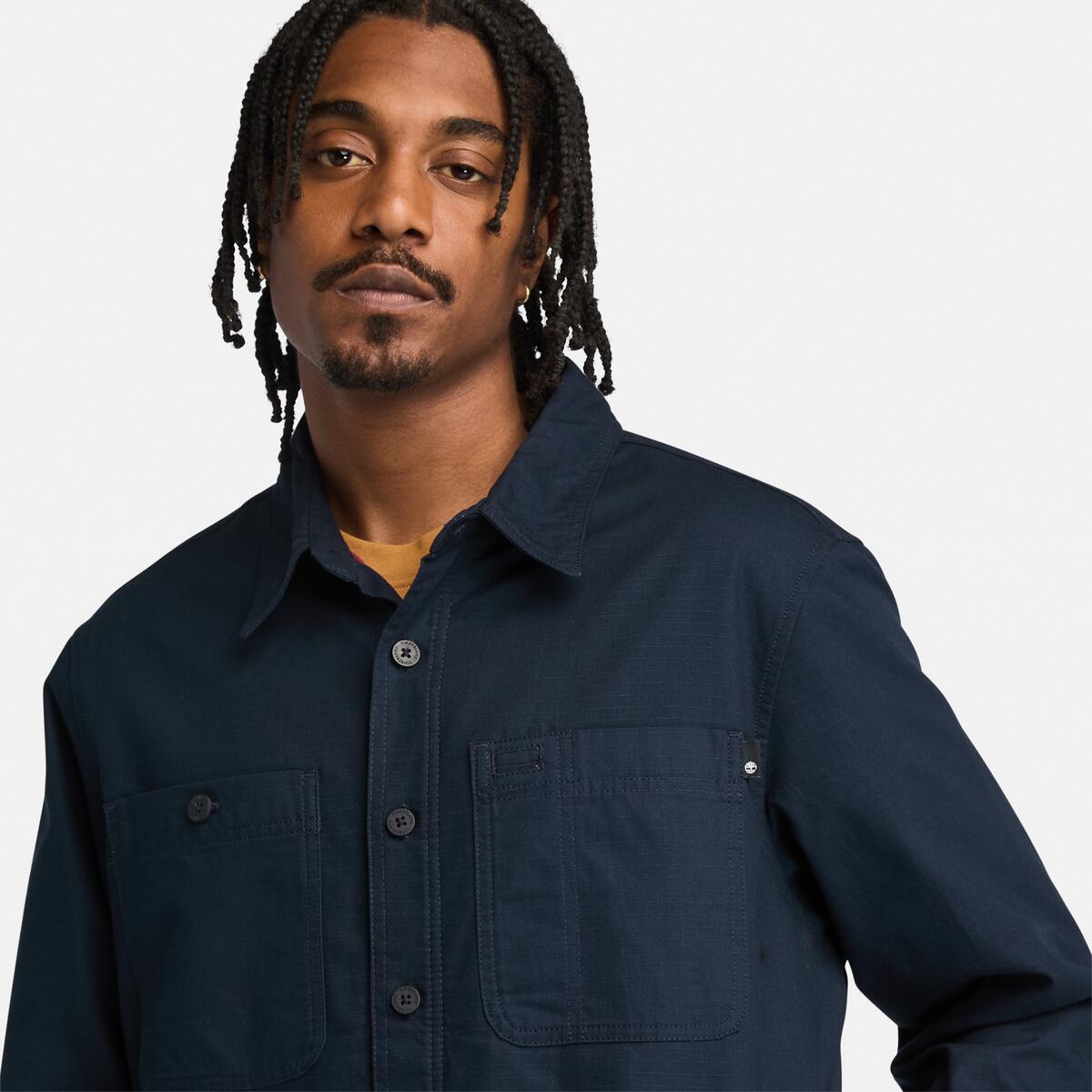 TIMBERLAND Men's Windham Fleece Overshirt Dark Sapphire - Image 3