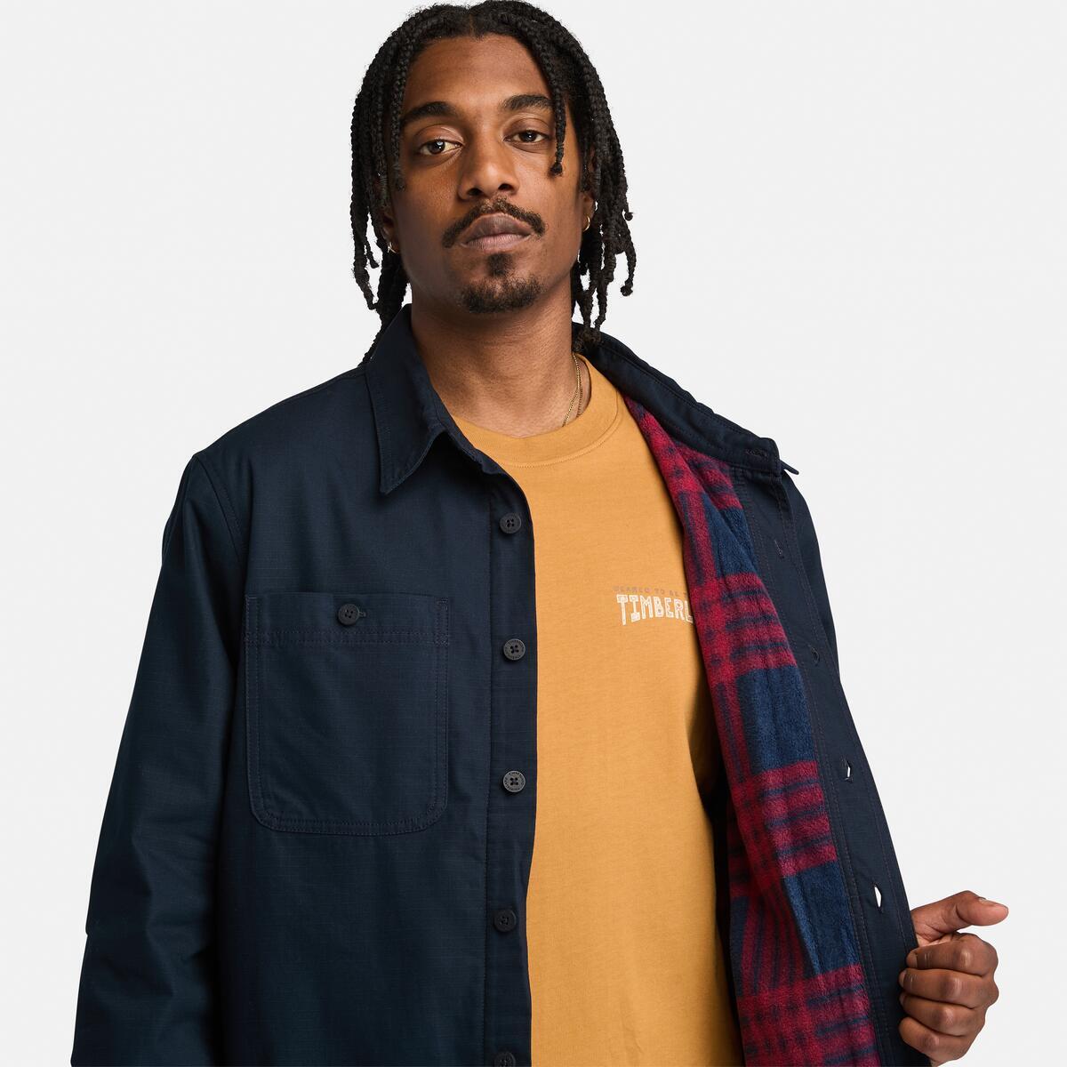 TIMBERLAND Men's Windham Fleece Overshirt Dark Sapphire - Image 4