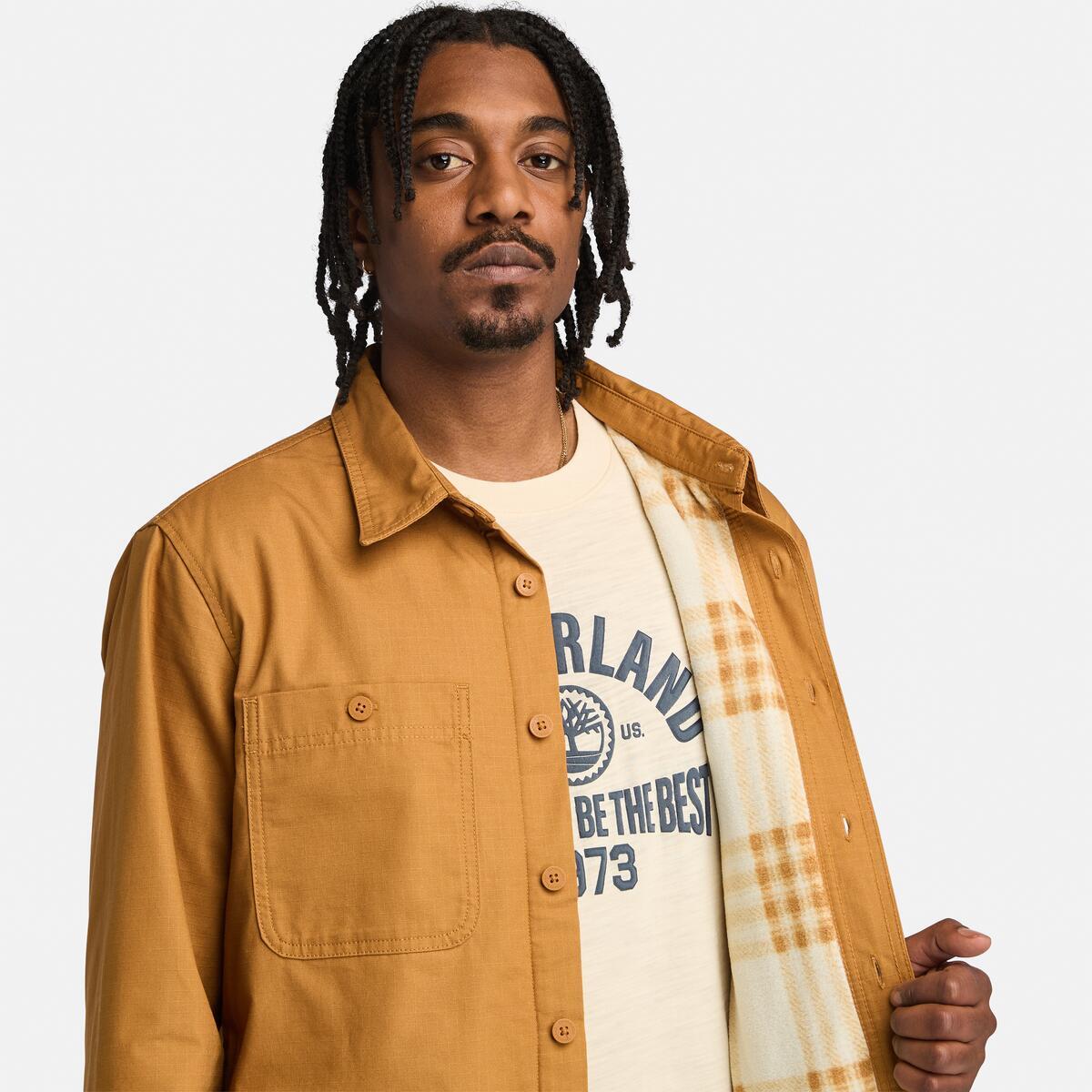 TIMBERLAND Men's Windham Fleece Overshirt Wheat Boot - Image 4