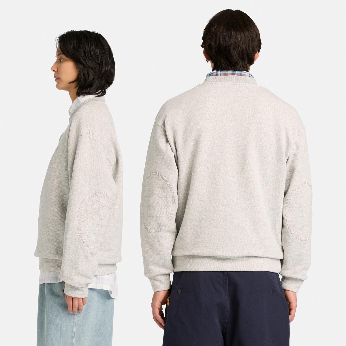 TIMBERLAND Tokyo Design Collective Herringbone Crew Medium Grey Heather - Image 3