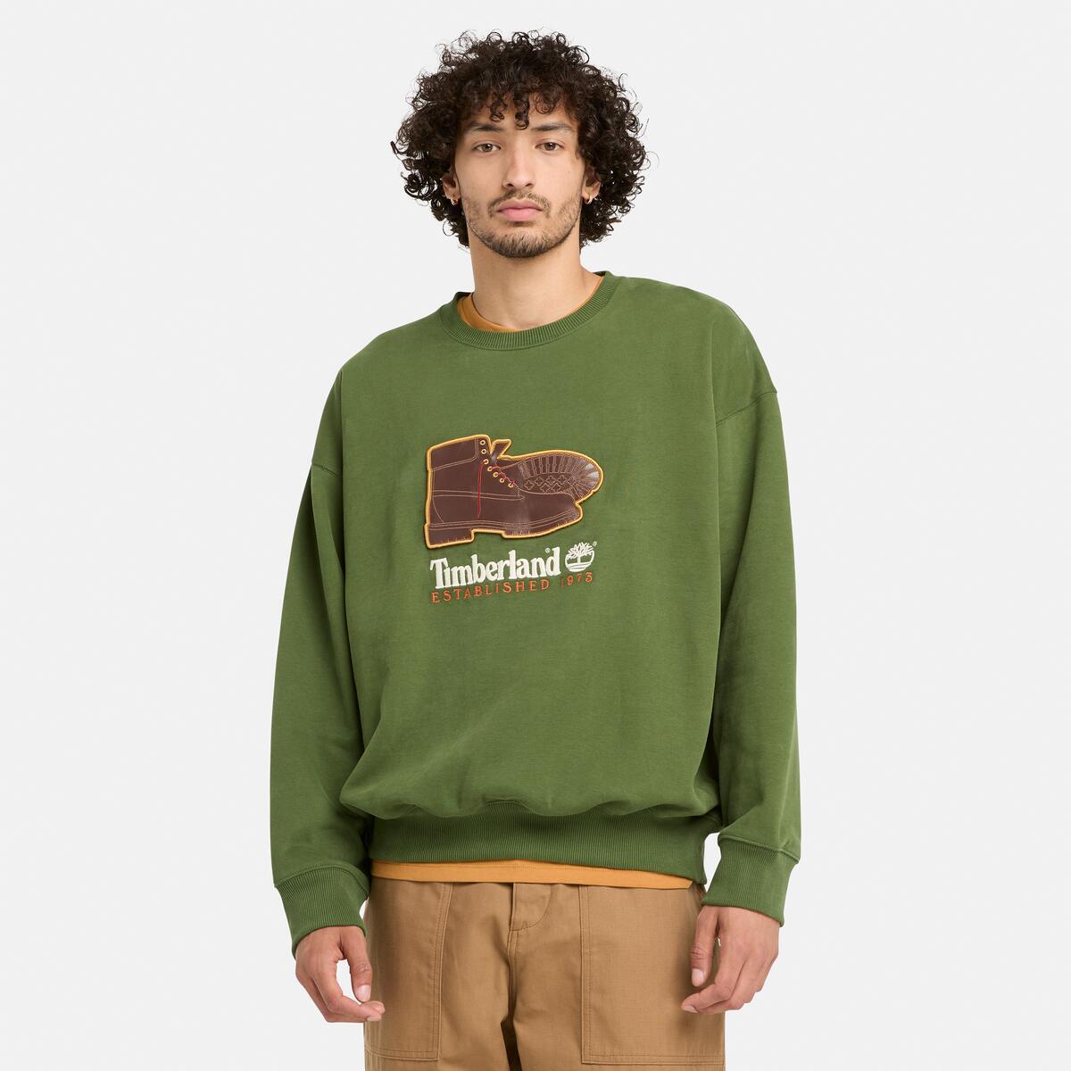 TIMBERLAND Unisex Badge Crew Black Forest Green - Image 3