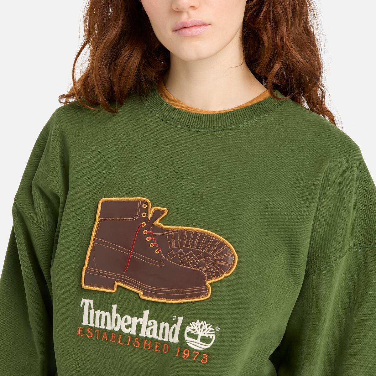 TIMBERLAND Unisex Badge Crew Black Forest Green - Image 4