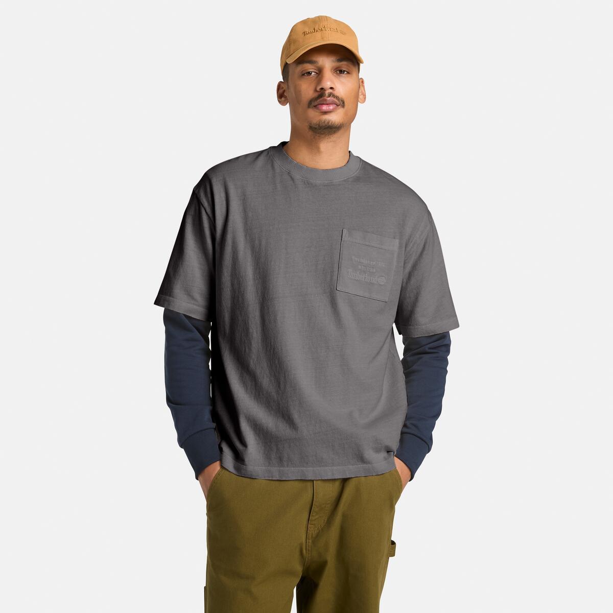 TIMBERLAND Unisex Chest Pocket Tee Blackened Pearl - Image 1