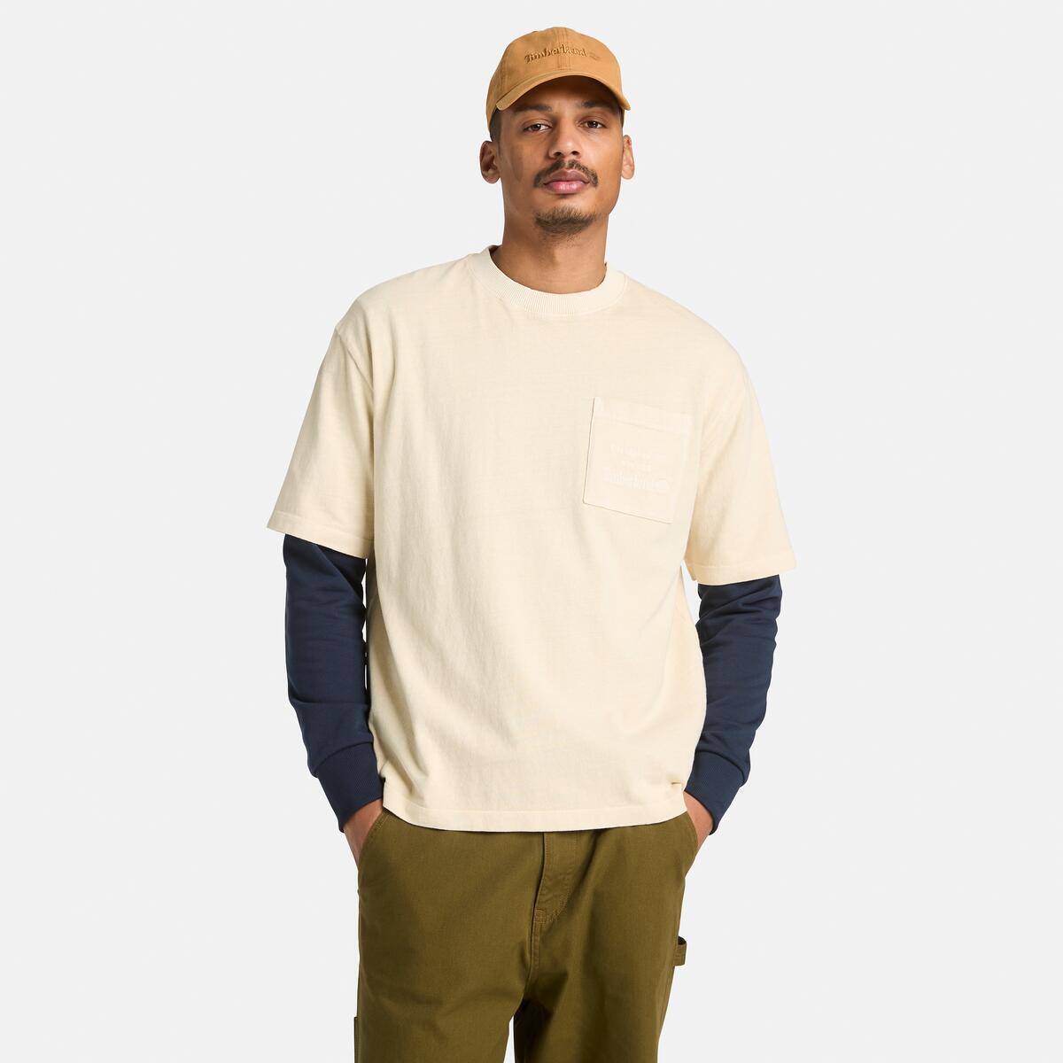 TIMBERLAND Unisex Chest Pocket Tee Putty - Image 1