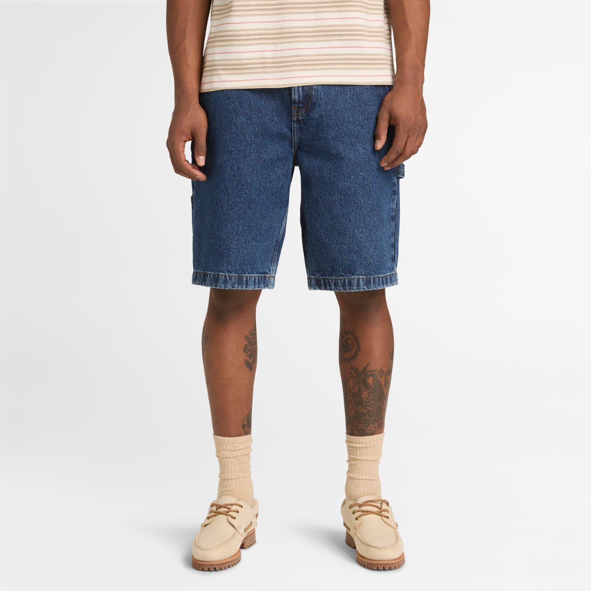 TIMBERLAND Unisex Denim Carpenter Shorts 96 Blue Wash - Image 3