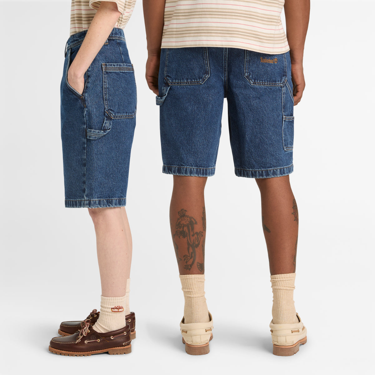 TIMBERLAND Unisex Denim Carpenter Shorts 96 Blue Wash - Image 4