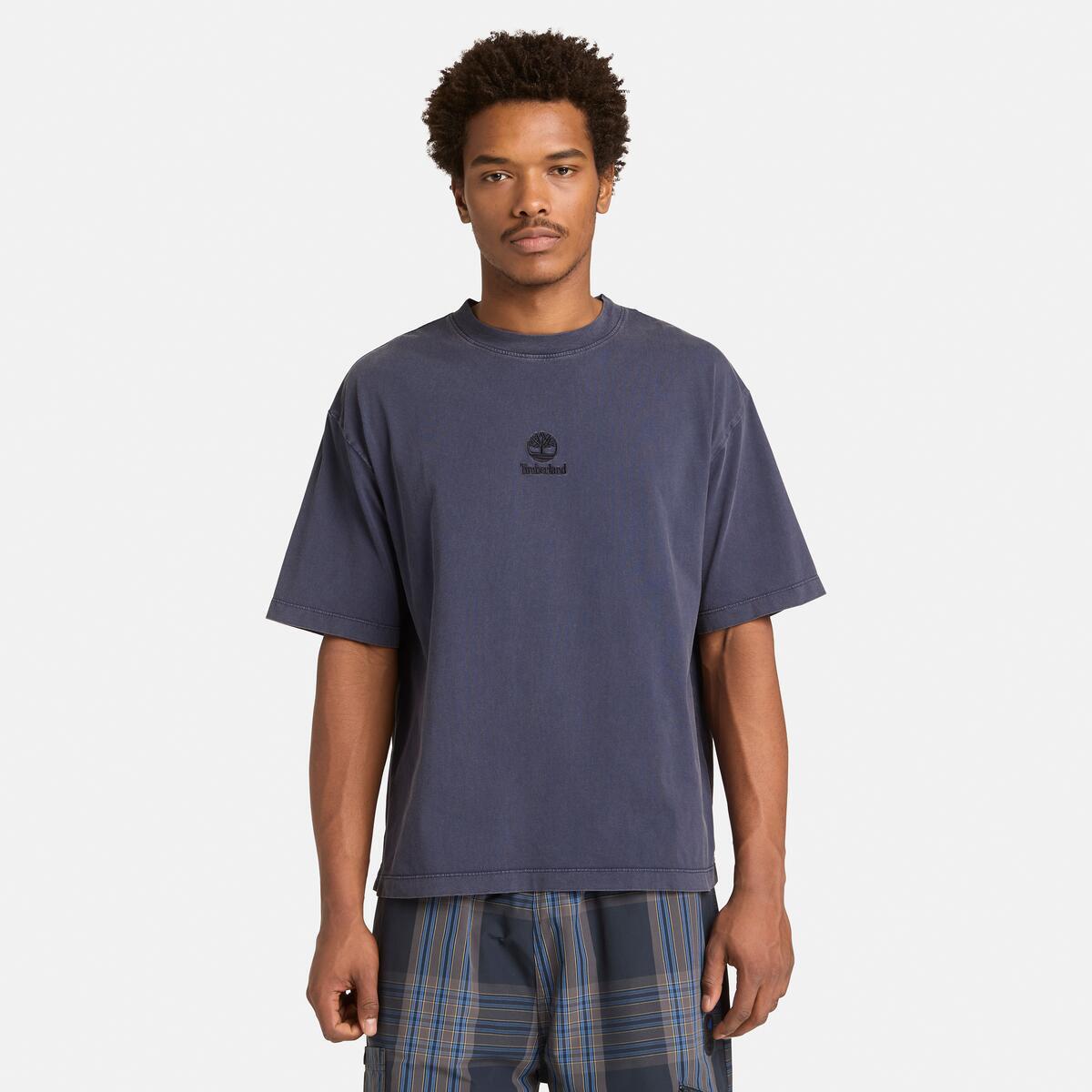 TIMBERLAND Unisex Embroidered Logo Tee Peacoat - Image 1