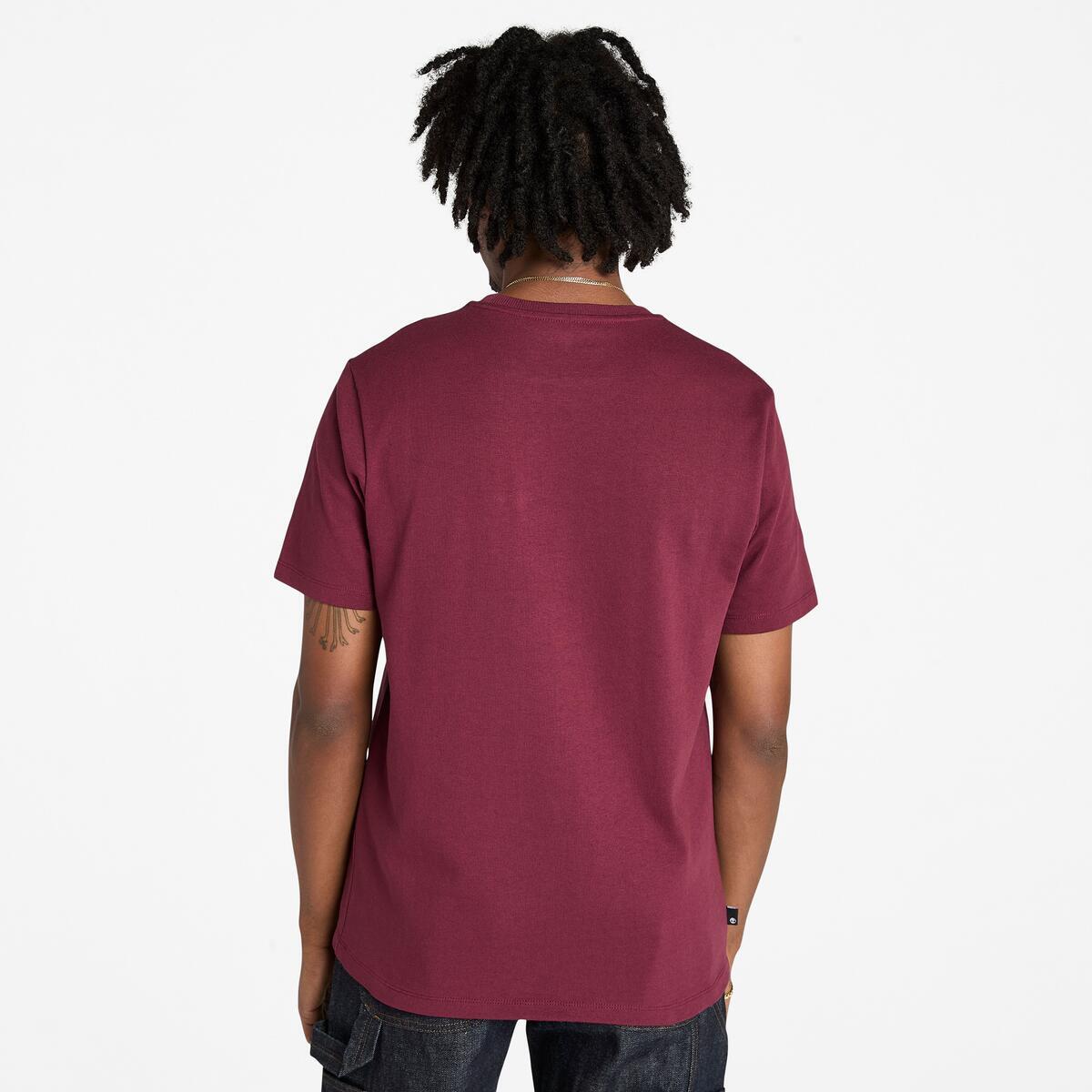 TIMBERLAND Unisex Established 1973 Logo Tee Burgundy - Image 4