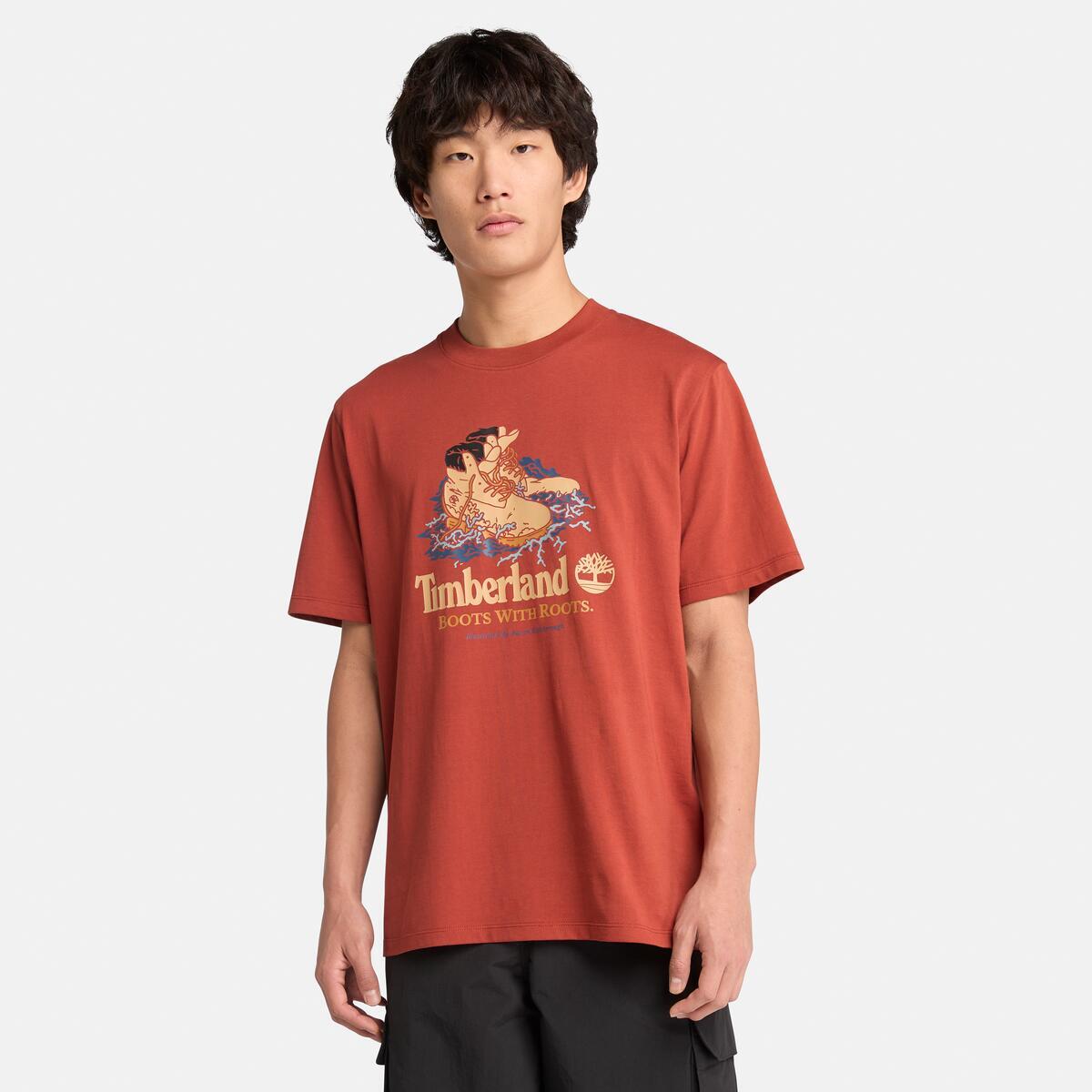TIMBERLAND Unisex Front Boot Graphic Tee Burnt henna - Image 3