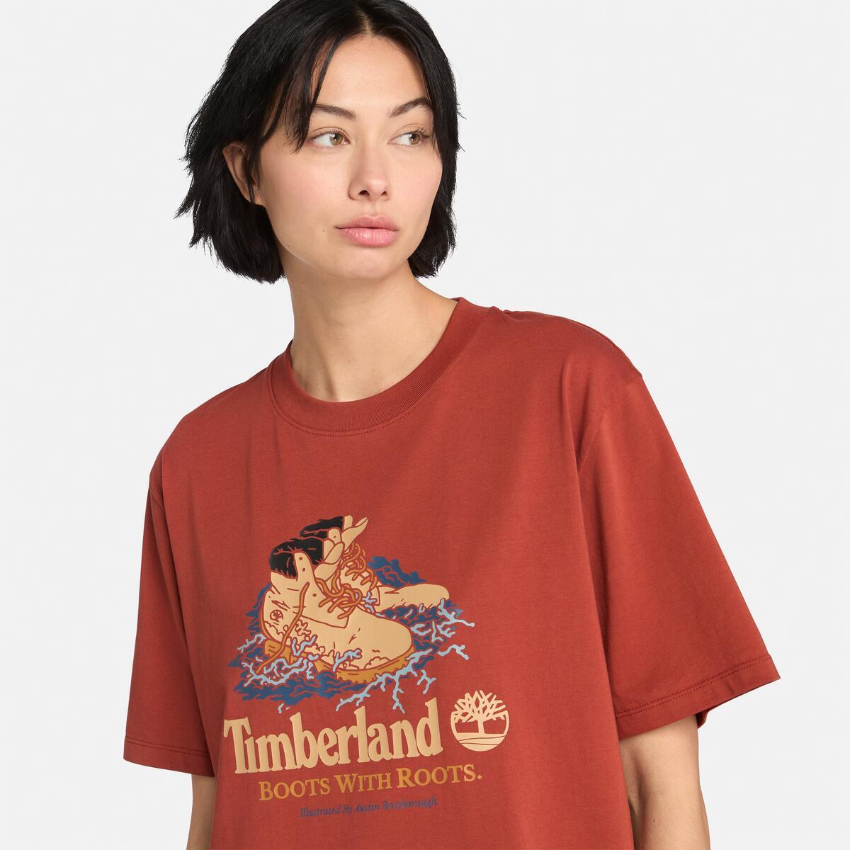 TIMBERLAND Unisex Front Boot Graphic Tee Burnt henna - Image 4
