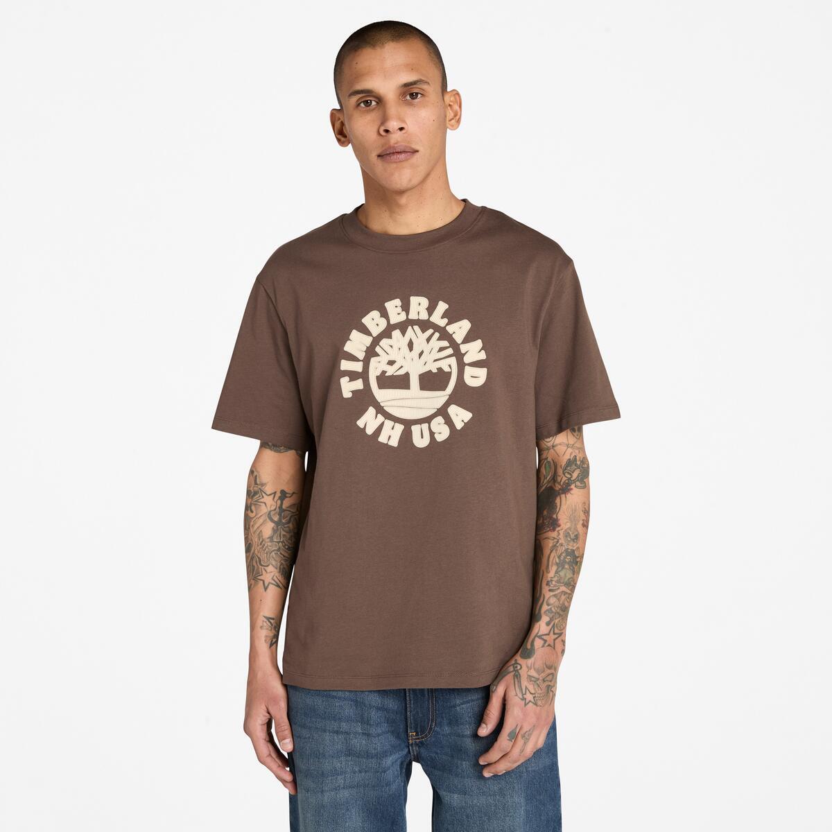 TIMBERLAND Unisex Front Graphic Tee Chocolate Brown - Image 1