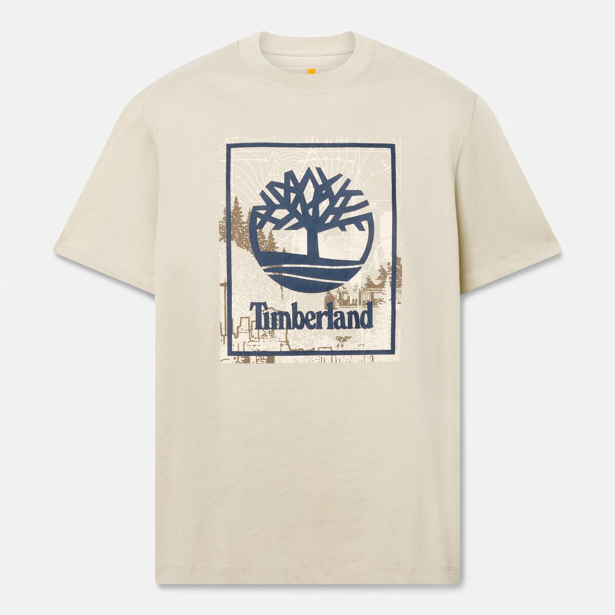 TIMBERLAND Unisex Front Seasonal Stack Logo Graphic Tee Island Fossil - Image 5