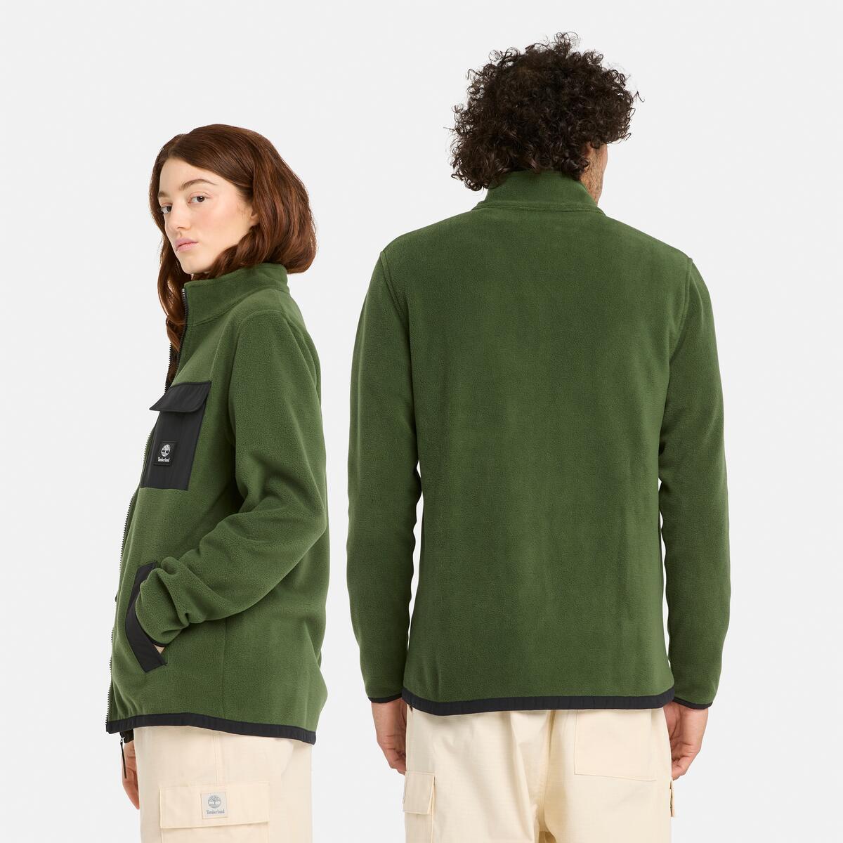 TIMBERLAND Unisex Full Zip Fleece Black Forest Green - Image 2
