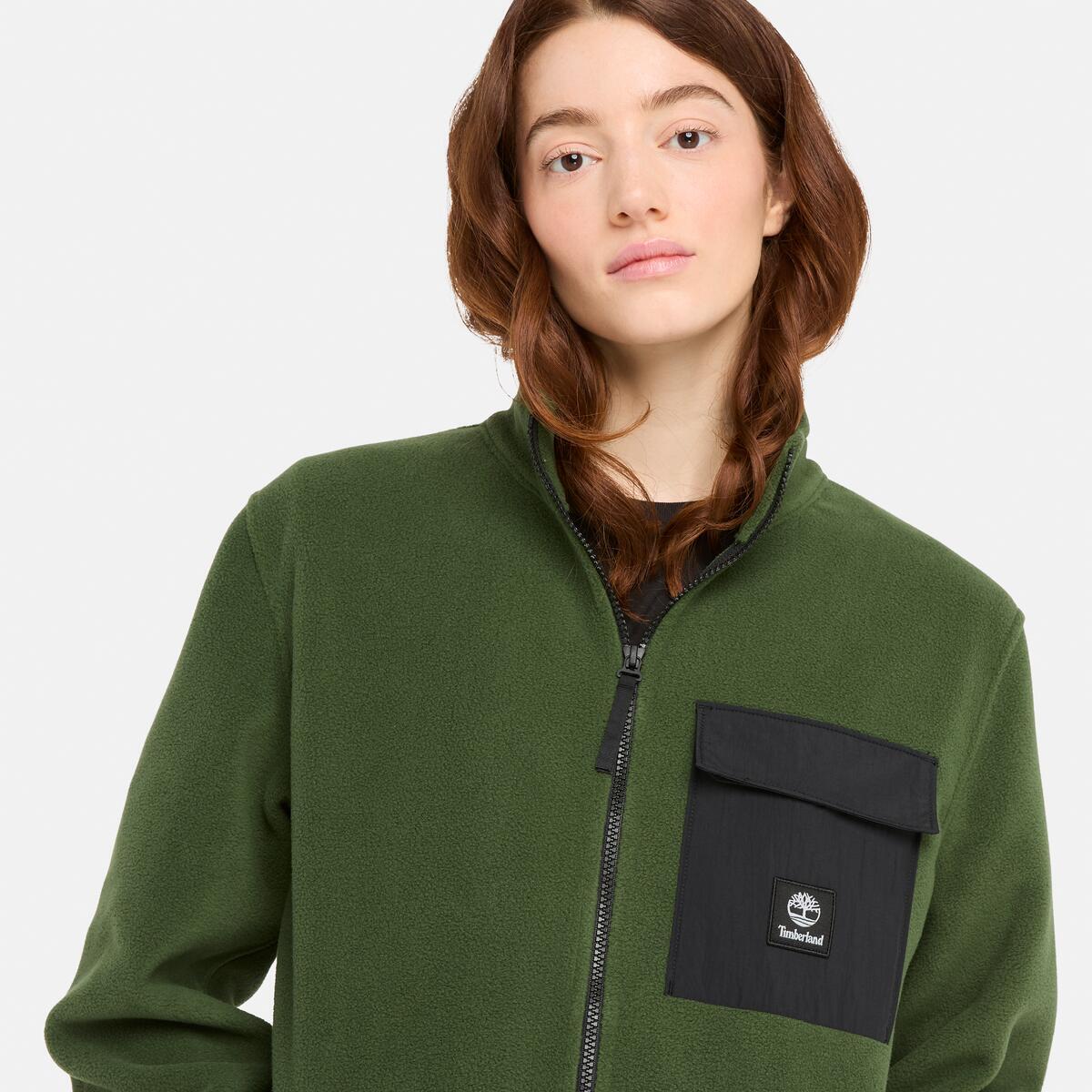 TIMBERLAND Unisex Full Zip Fleece Black Forest Green - Image 4
