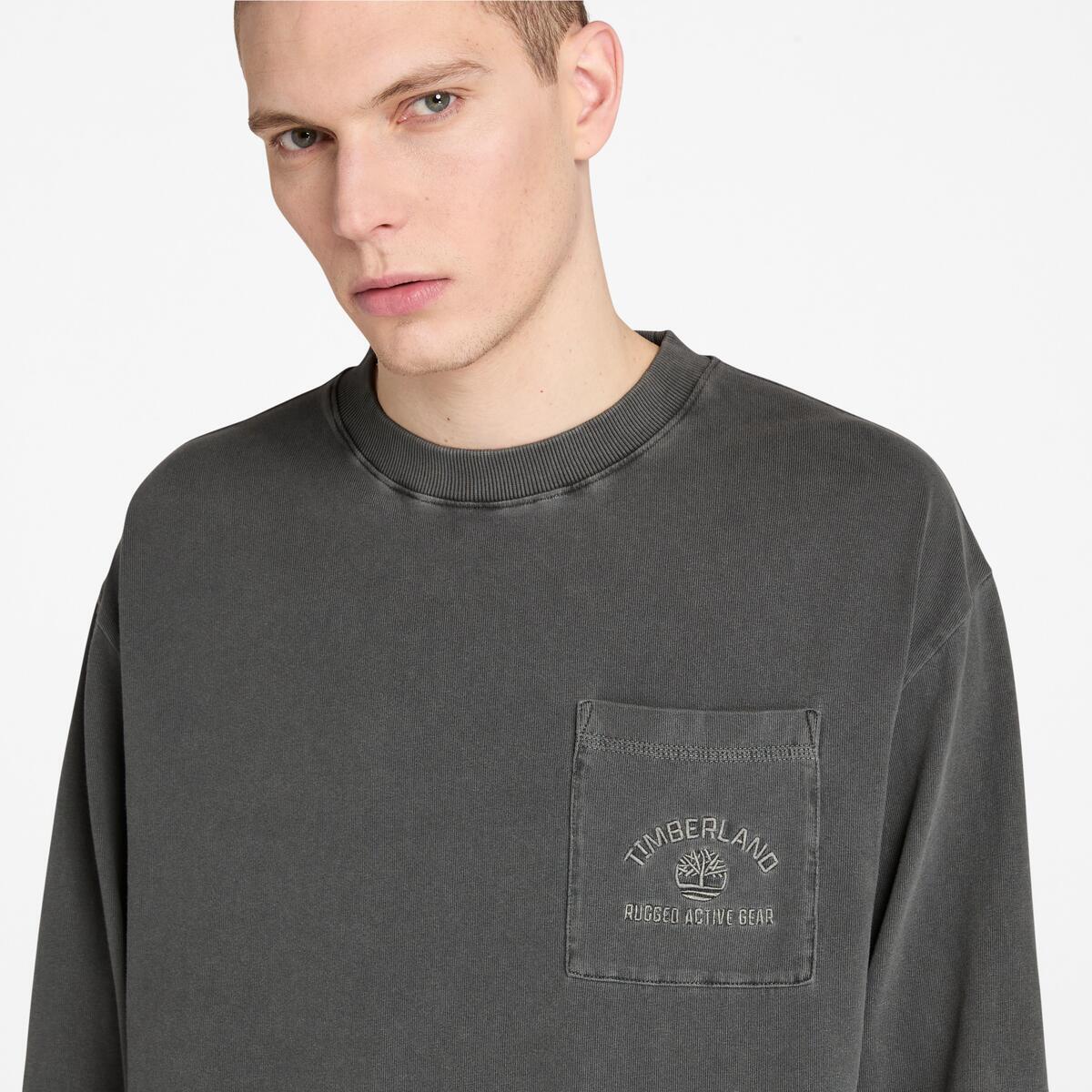 TIMBERLAND Unisex Garment Dyed Long Sleeve Tee Black - Image 3