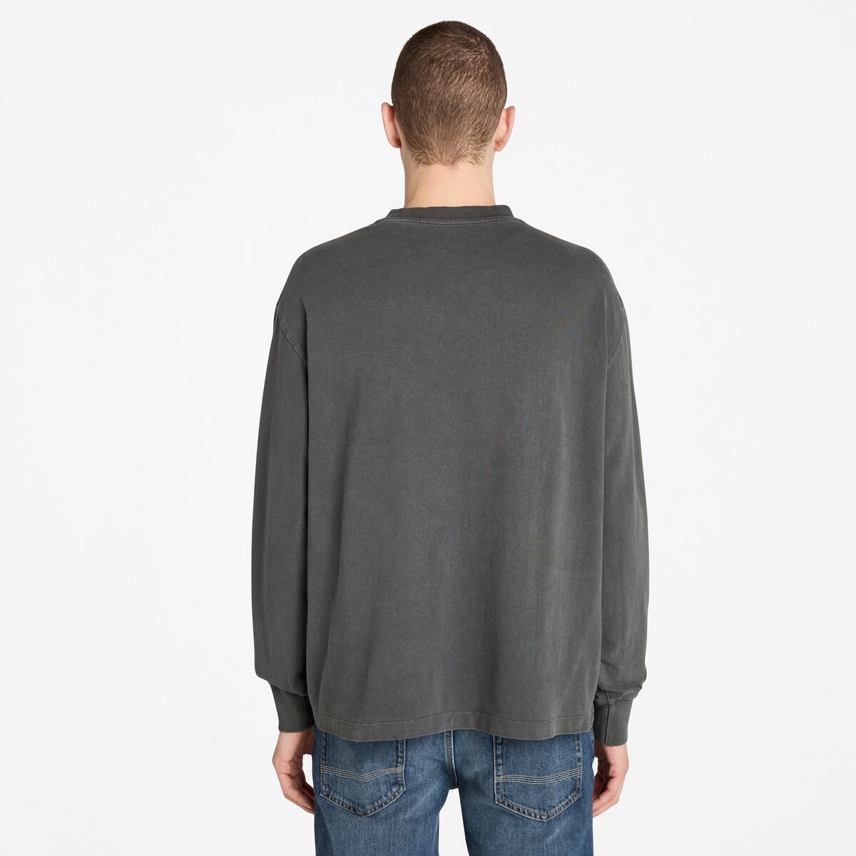 TIMBERLAND Unisex Garment Dyed Long Sleeve Tee Black - Image 4