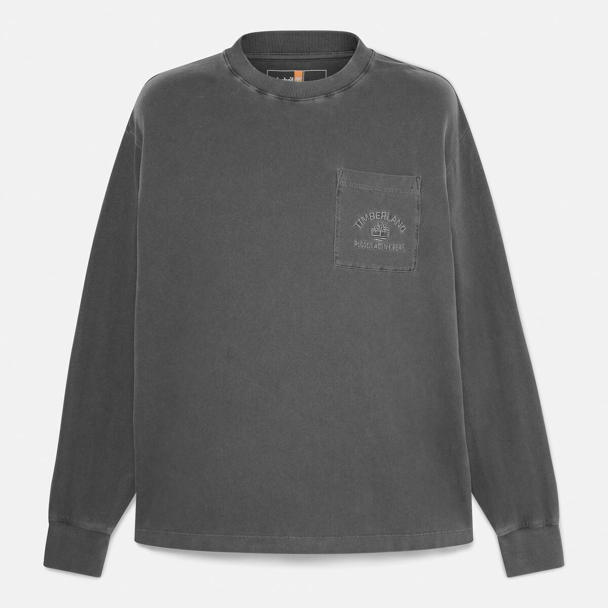 TIMBERLAND Unisex Garment Dyed Long Sleeve Tee Black - Image 5