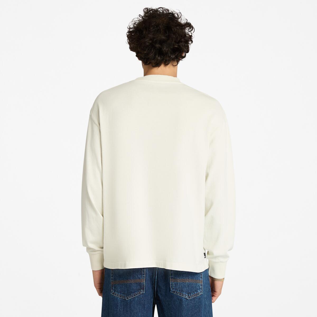 TIMBERLAND Unisex Garment Dyed Long Sleeve Tee Vintage White - Image 4